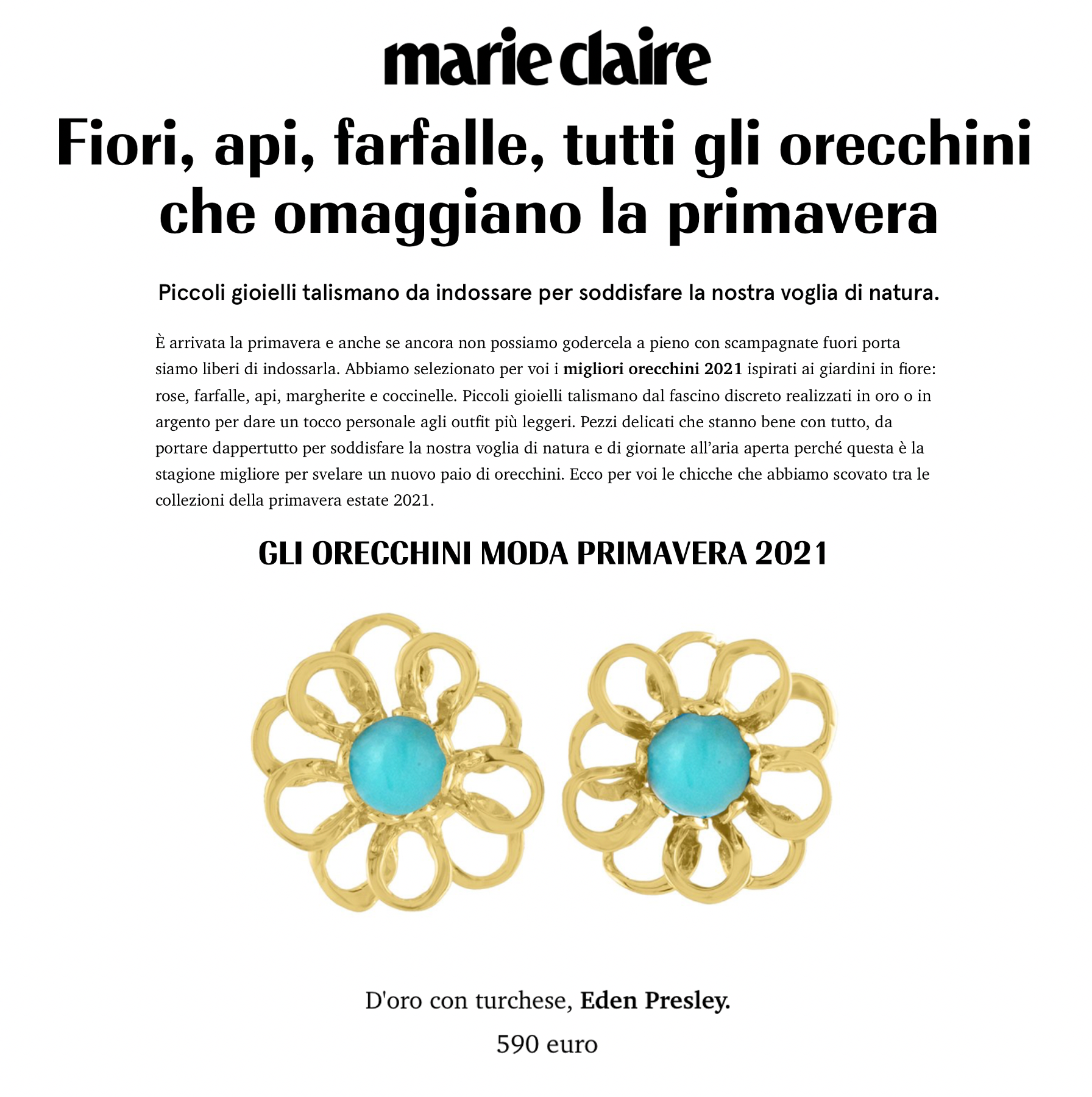 Fiori, api, farfalle, tutti gli orecchini che omaggiano la primavera - Marie Claire