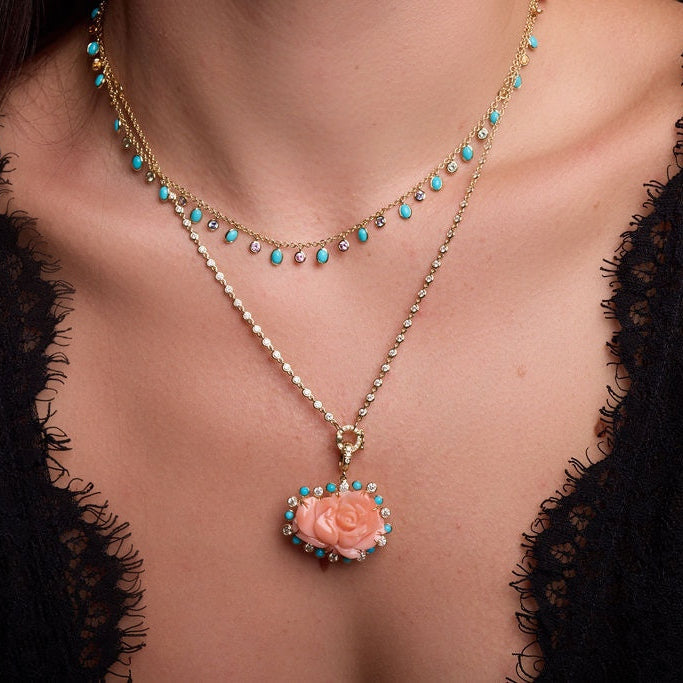 Coral Gem Drop Pendant
