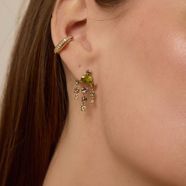 Sphene & Diamond Chandelier Earrings