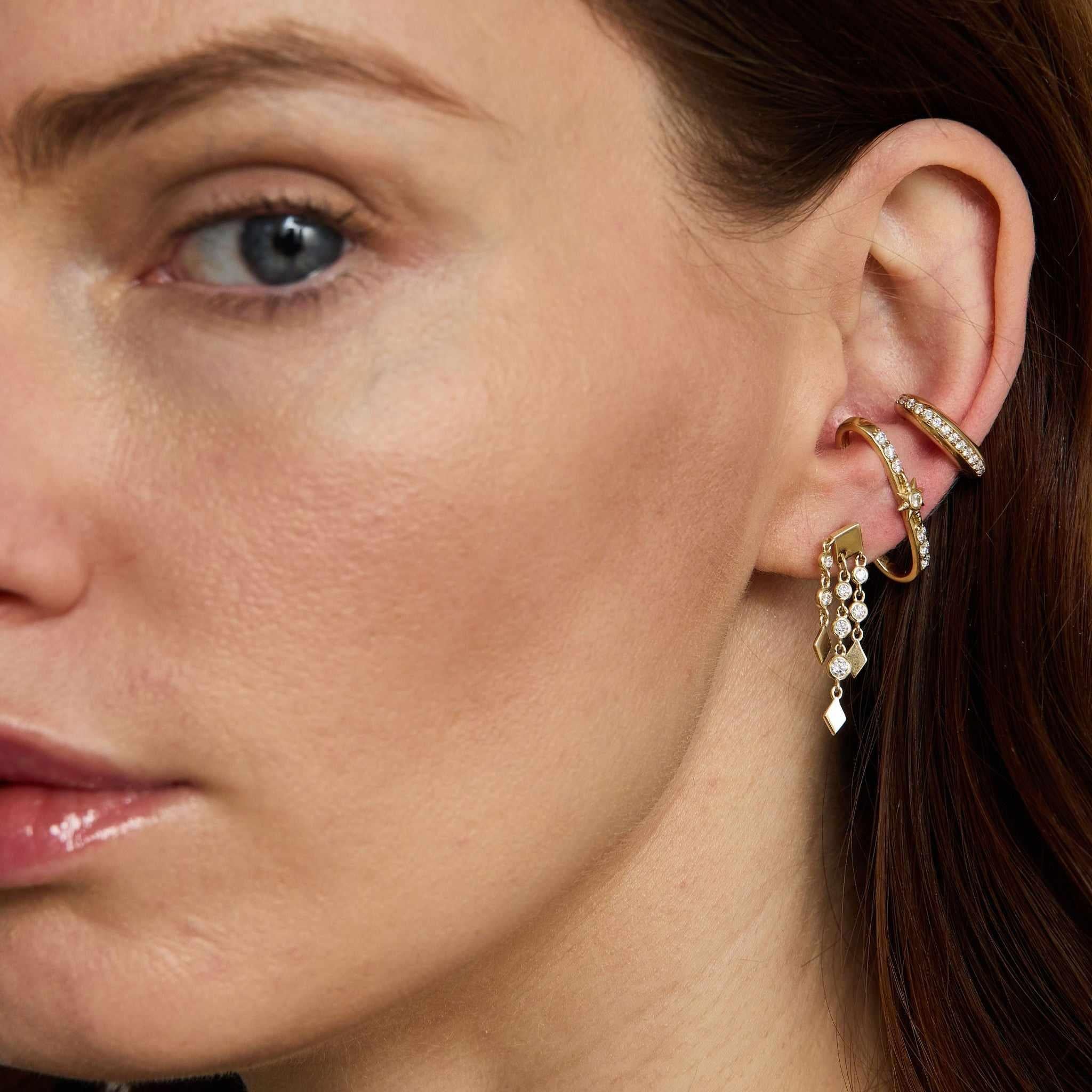 Small Shine Fringe Earrings front look
