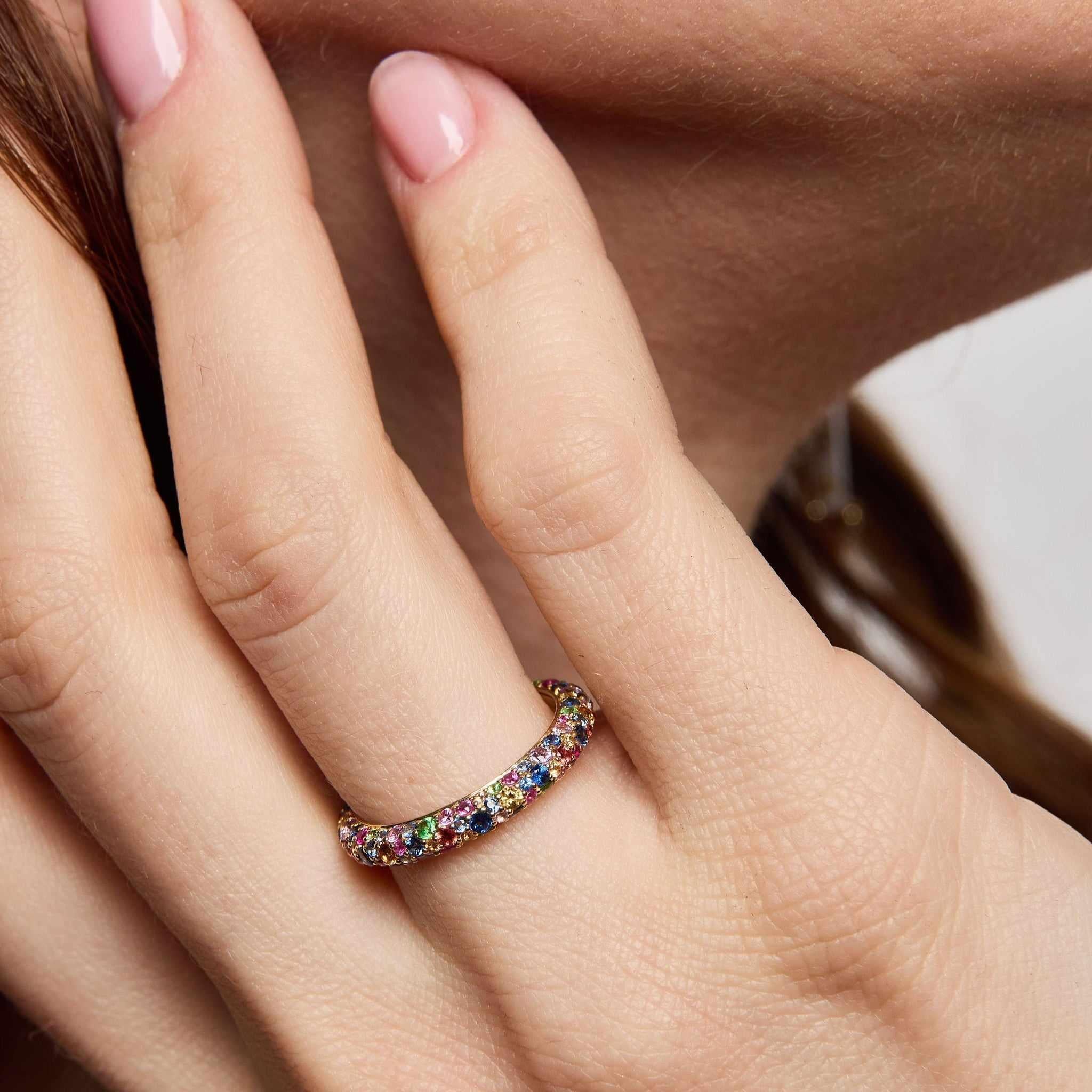 Colorful Glitter stack Ring side look