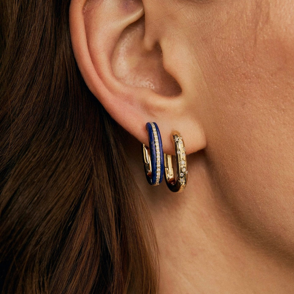 Stoned Elongated Huggie - Image 5 | Earrings | Eden Presley