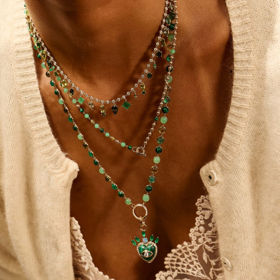 Beaded Bubbles in Malachite, Peridot & Chrysoprase