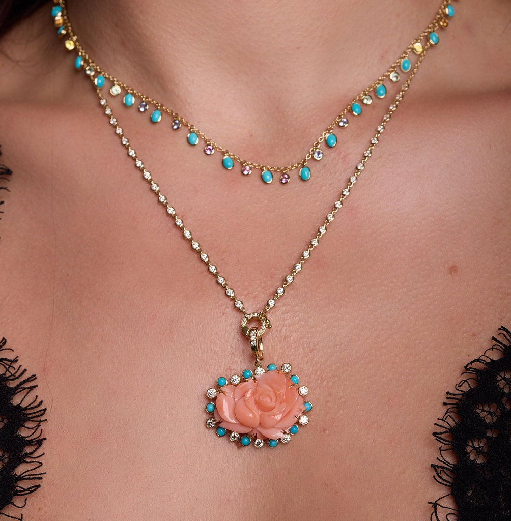 Coral Gem Drop Pendant