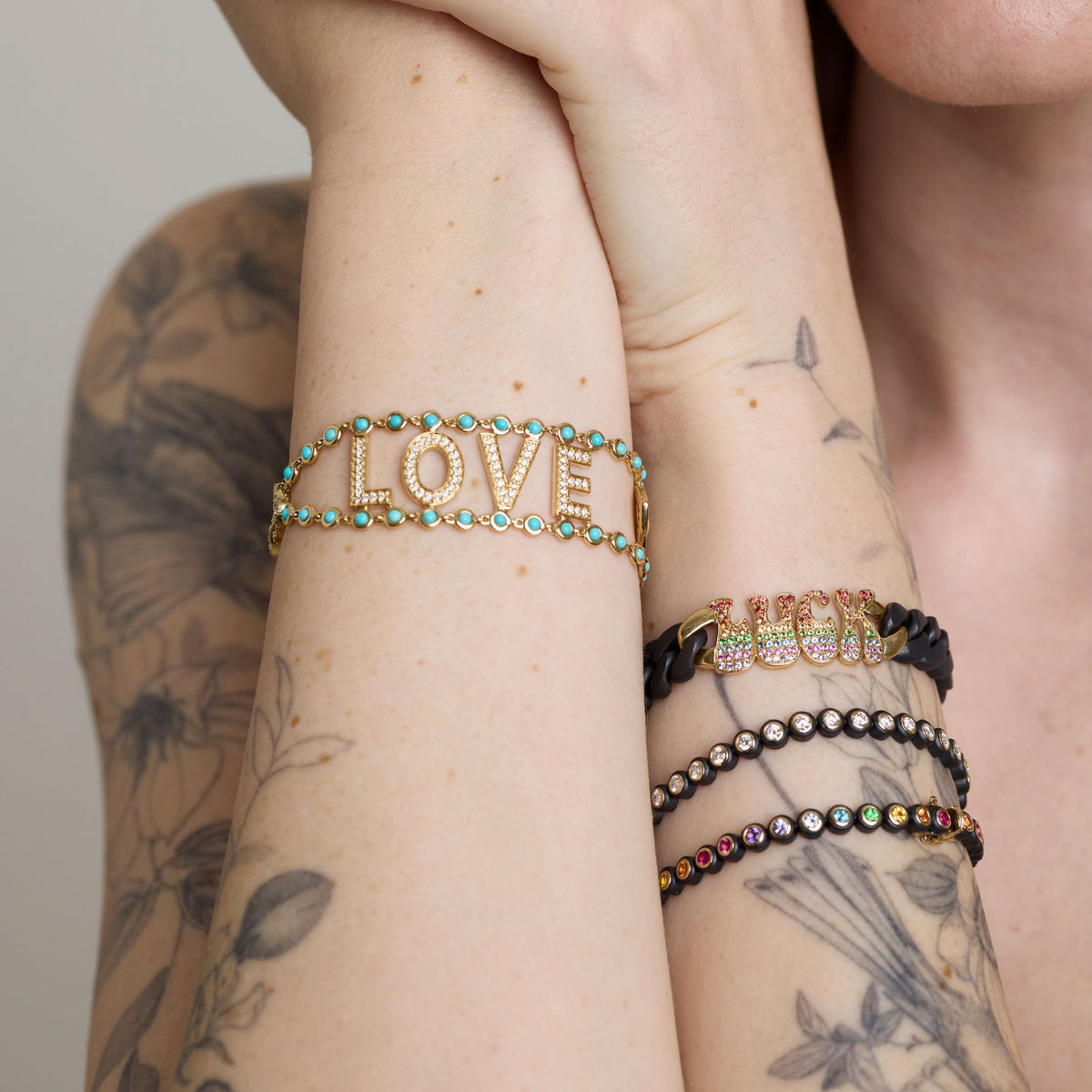 Turquoise & Diamond Mantra Bracelet