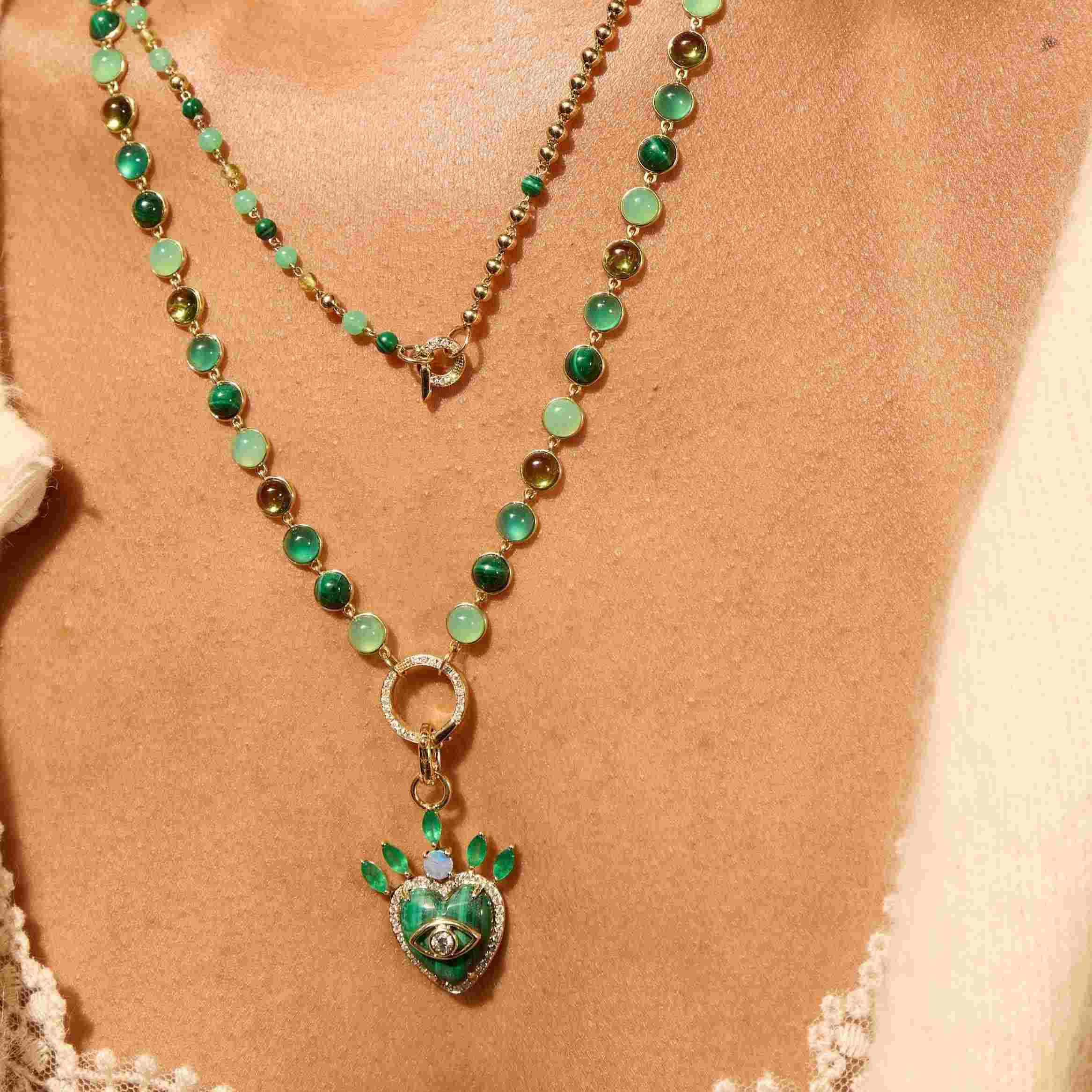 Beaded Bubbles in Malachite, Peridot & Chrysoprase