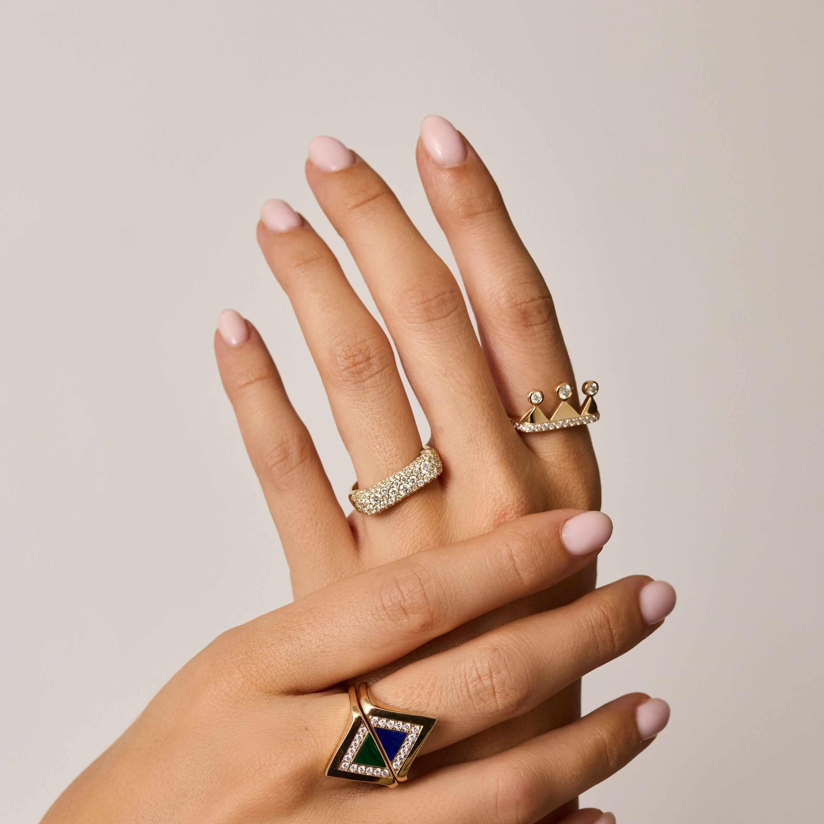 Sparkle Stack Ring in hands