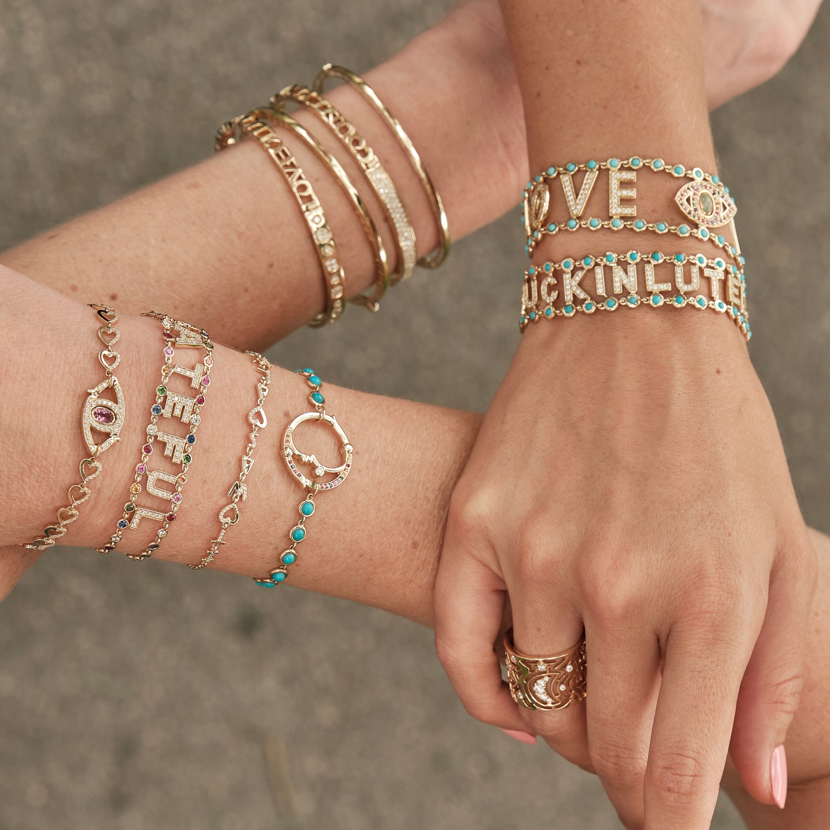 Turquoise & Diamond Mantra Bracelet