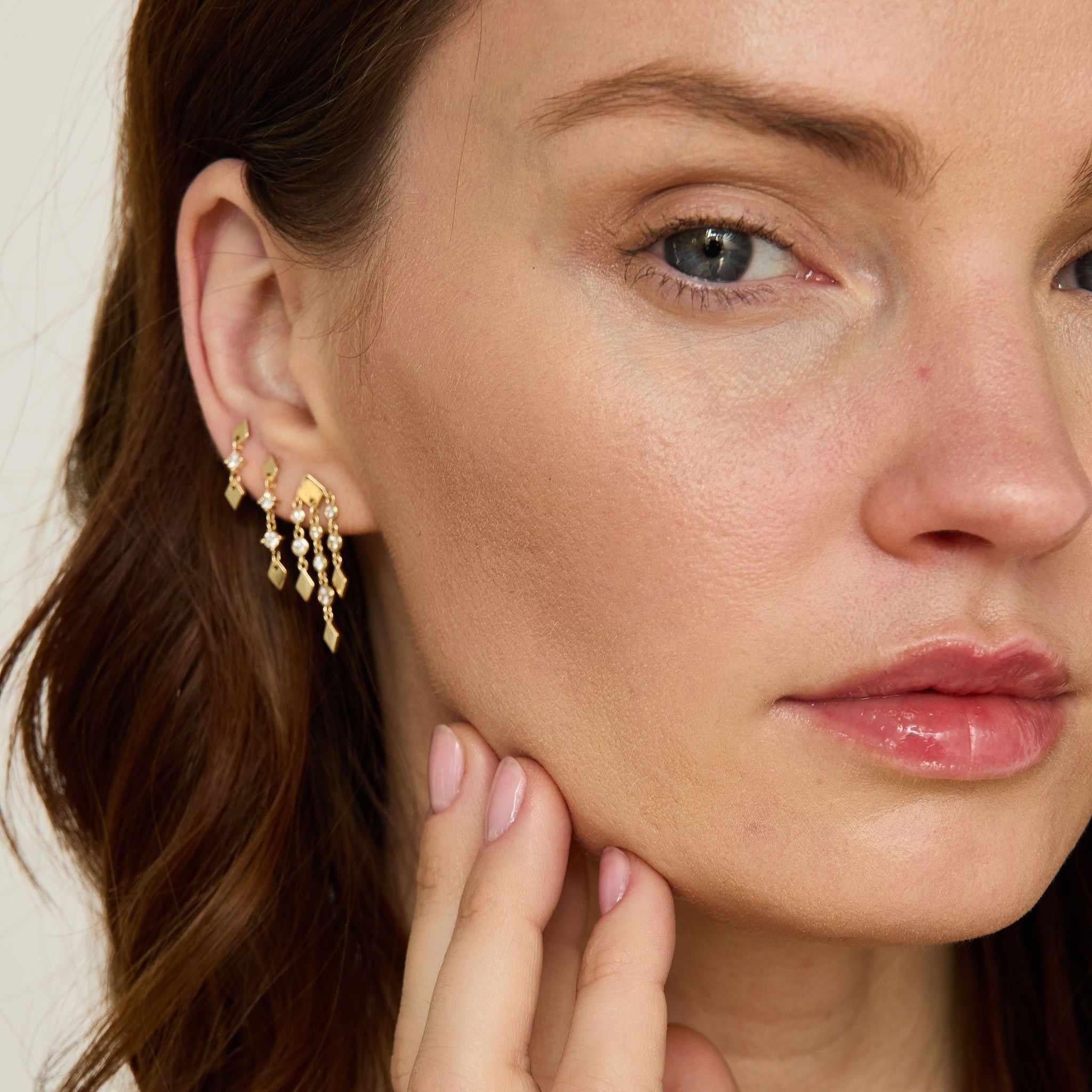 Shine Fringe Earrings side look
