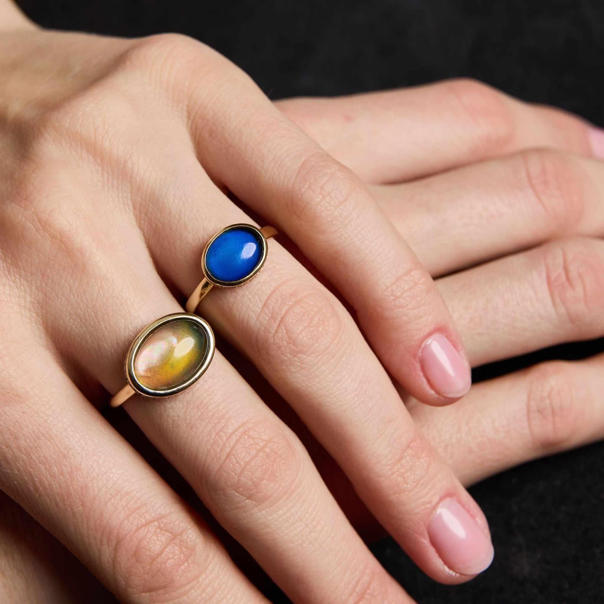 Moody Rings Blue & Green look