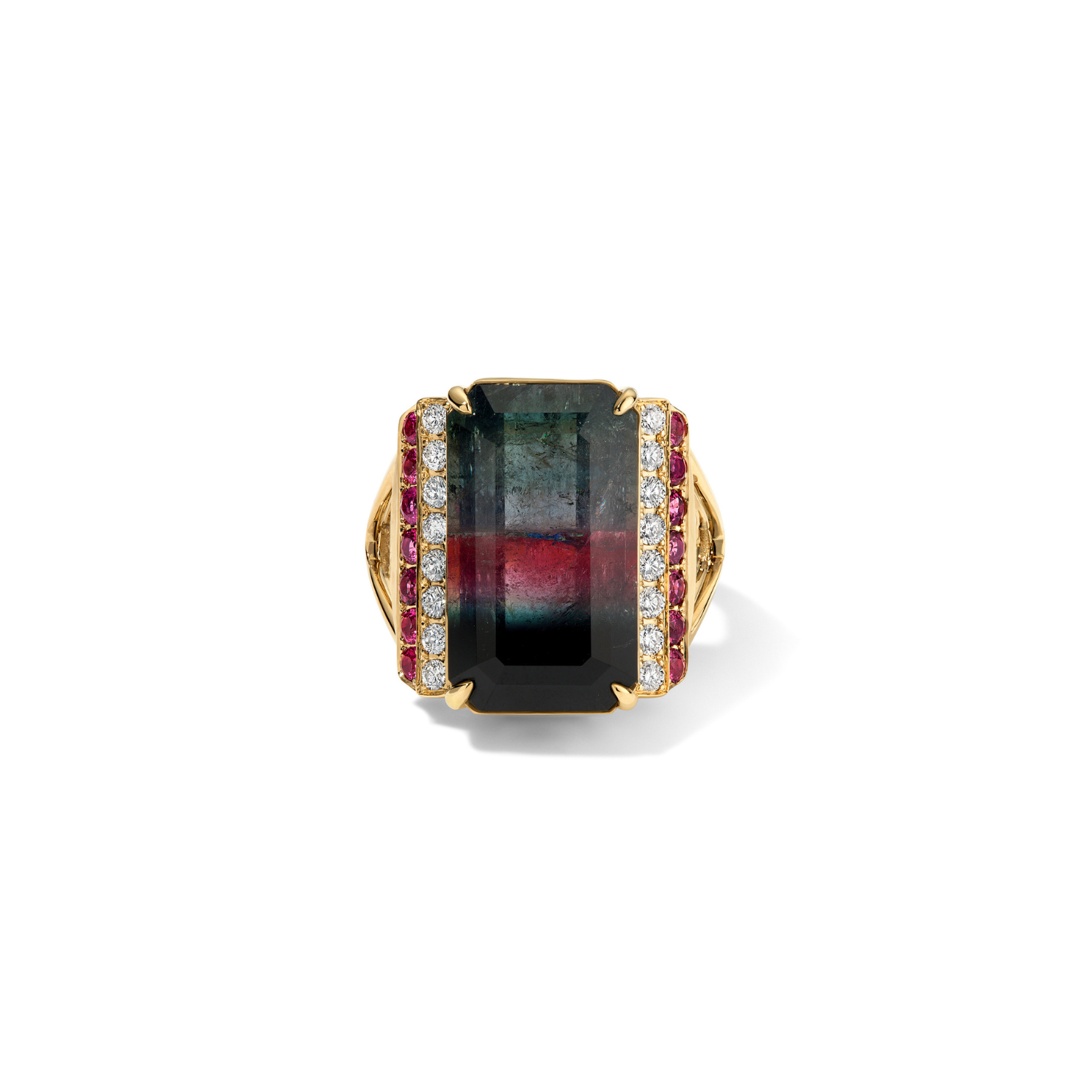 Bicolor Tourmaline & Spinel Ring
