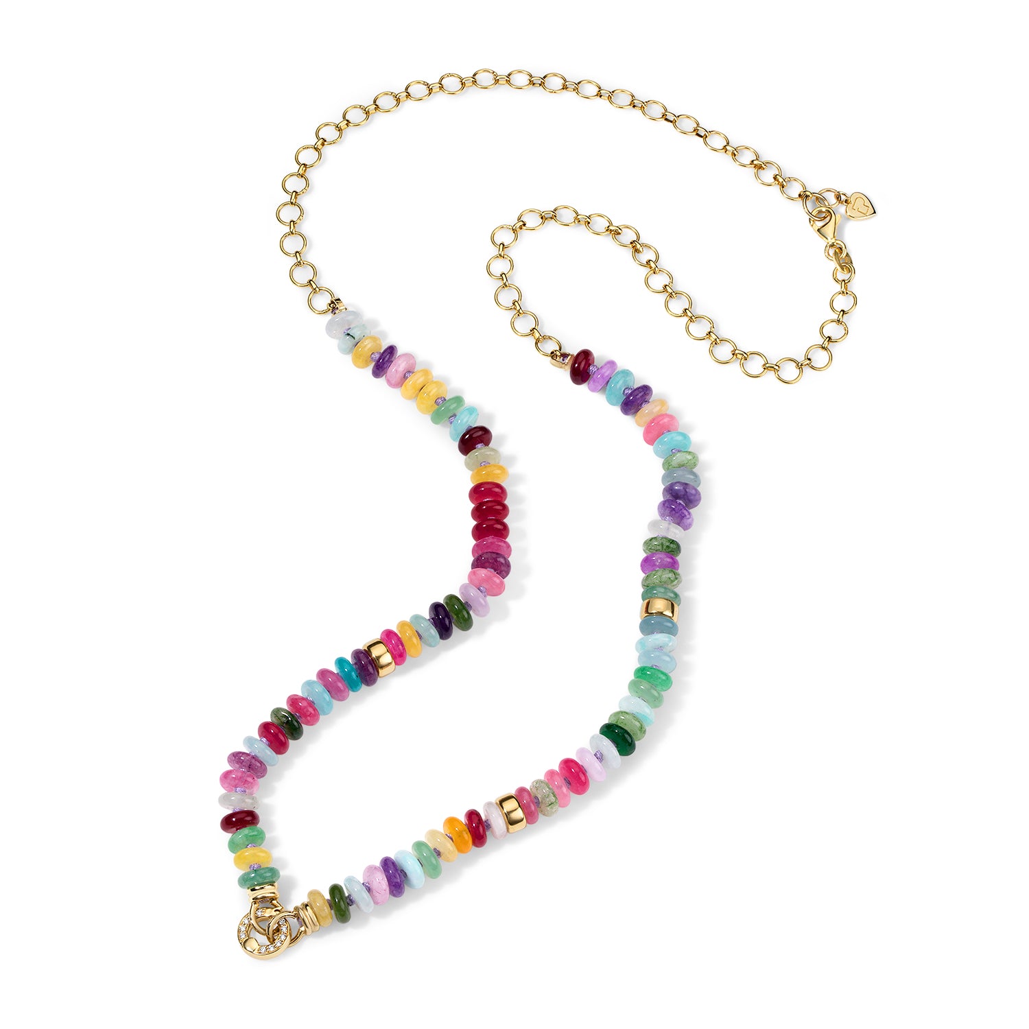 Beaded Closure Necklace, Small Lock & Chain