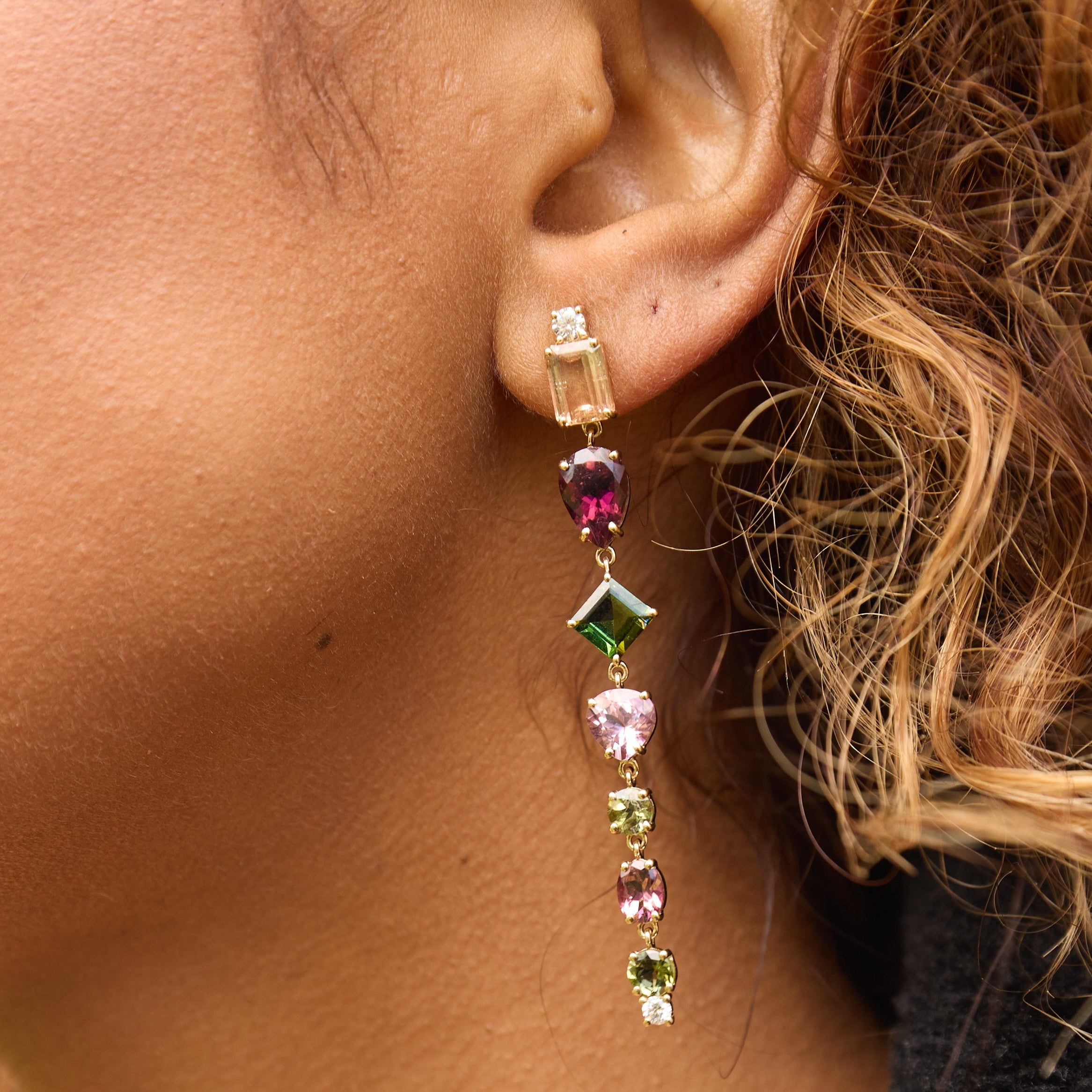 Mixed shape Tourmaline drop Earrings