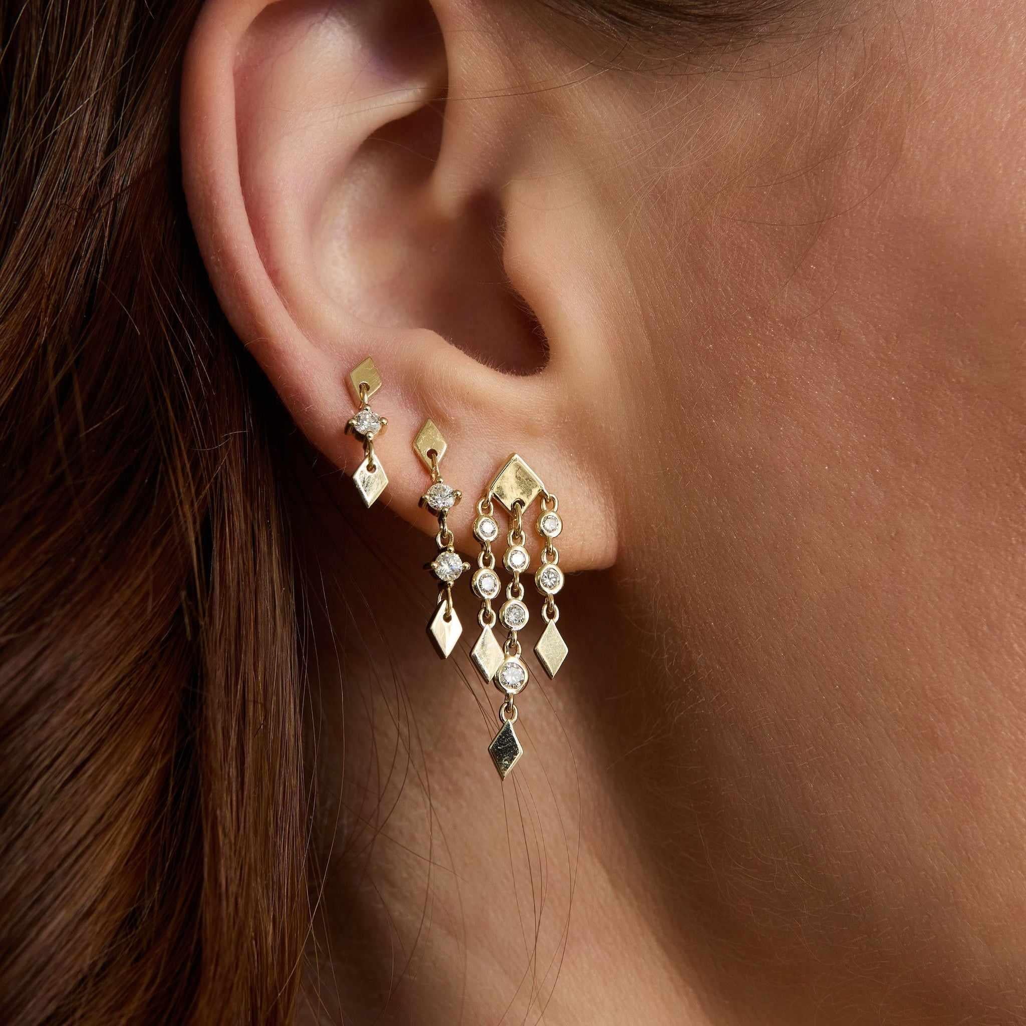 Small Shine Fringe Earrings side look