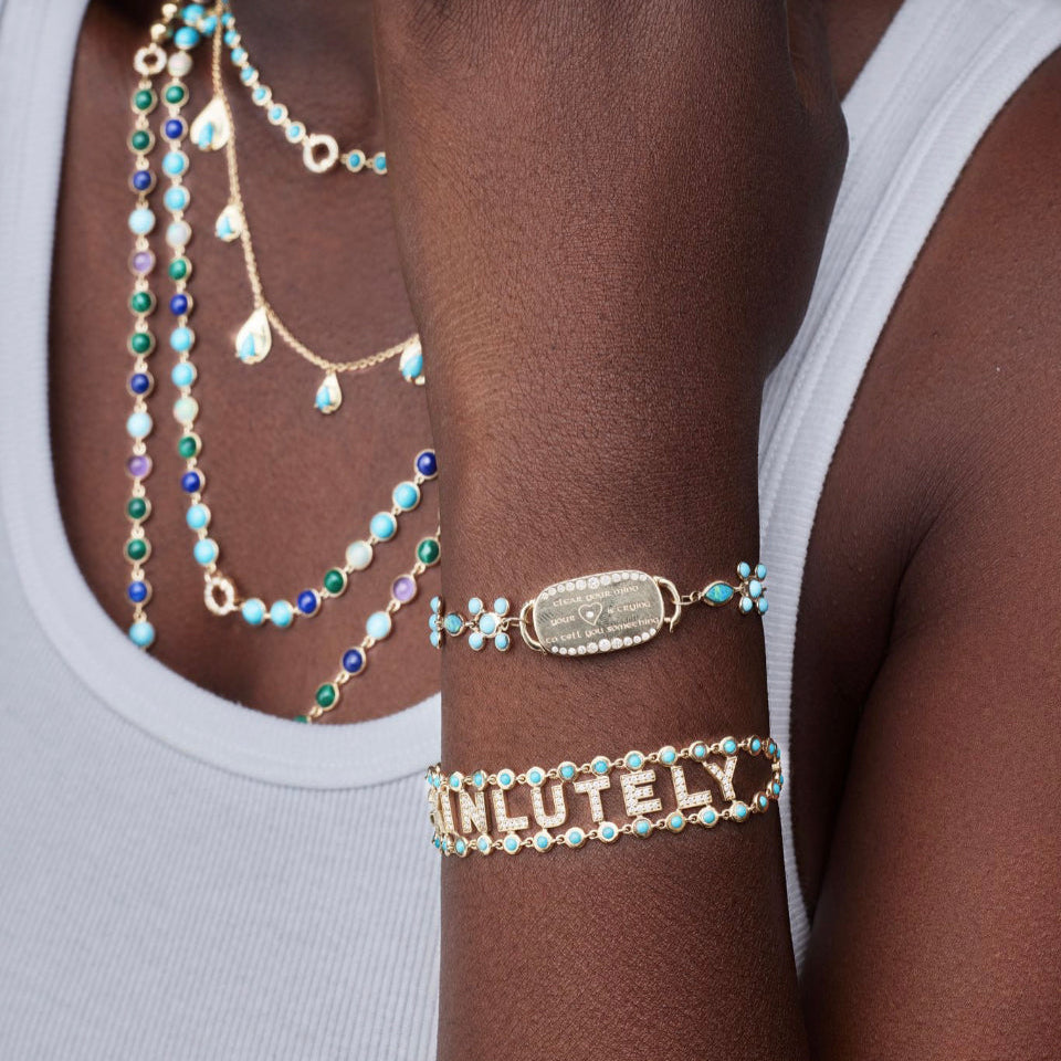 Turquoise & Diamond Mantra Bracelet