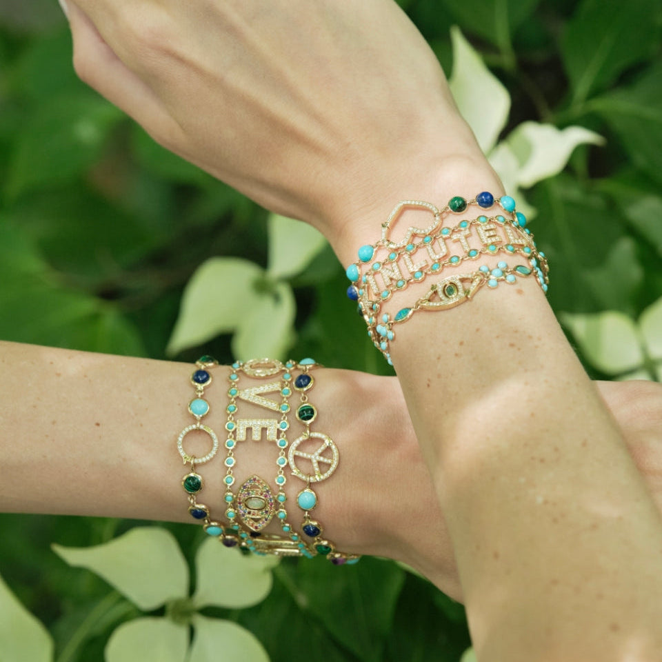 Turquoise & Diamond Mantra Bracelet