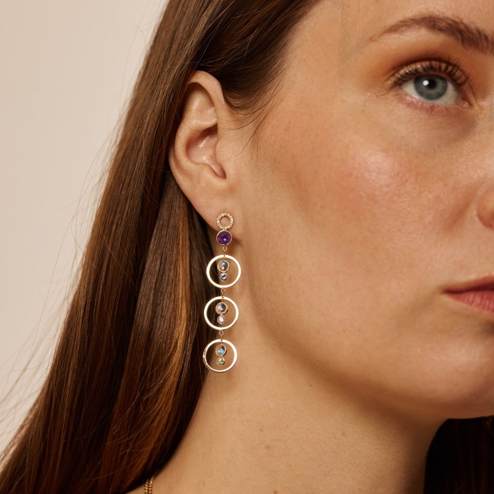 Moonstone Sapphire Venn Earrings