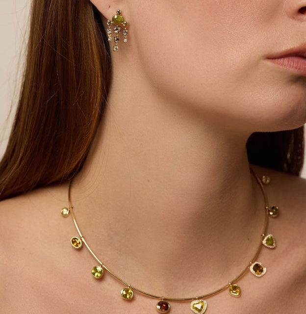 Sphene & Diamond Chandelier Earrings