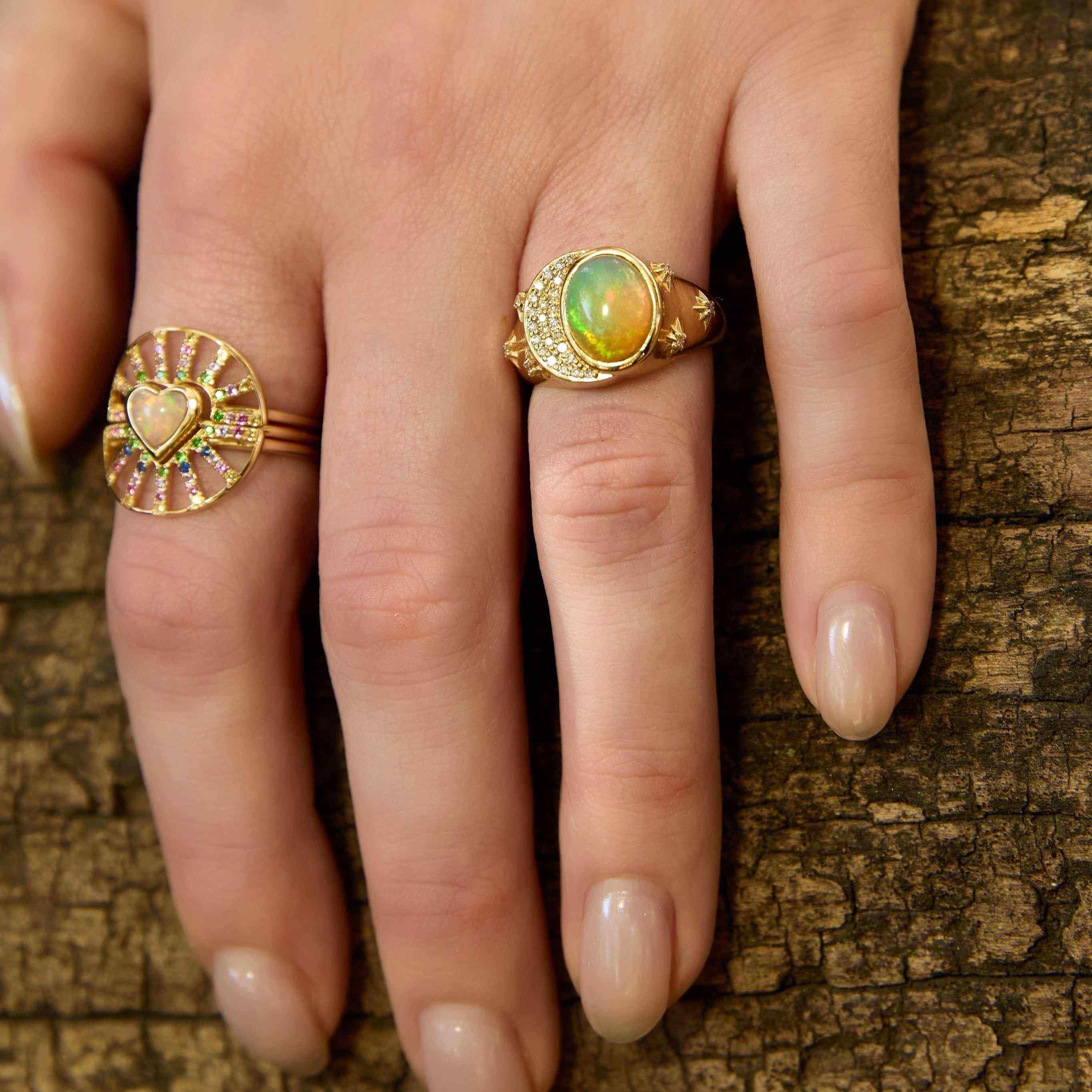 Emerald Celeste Pinky Ring-On Hand