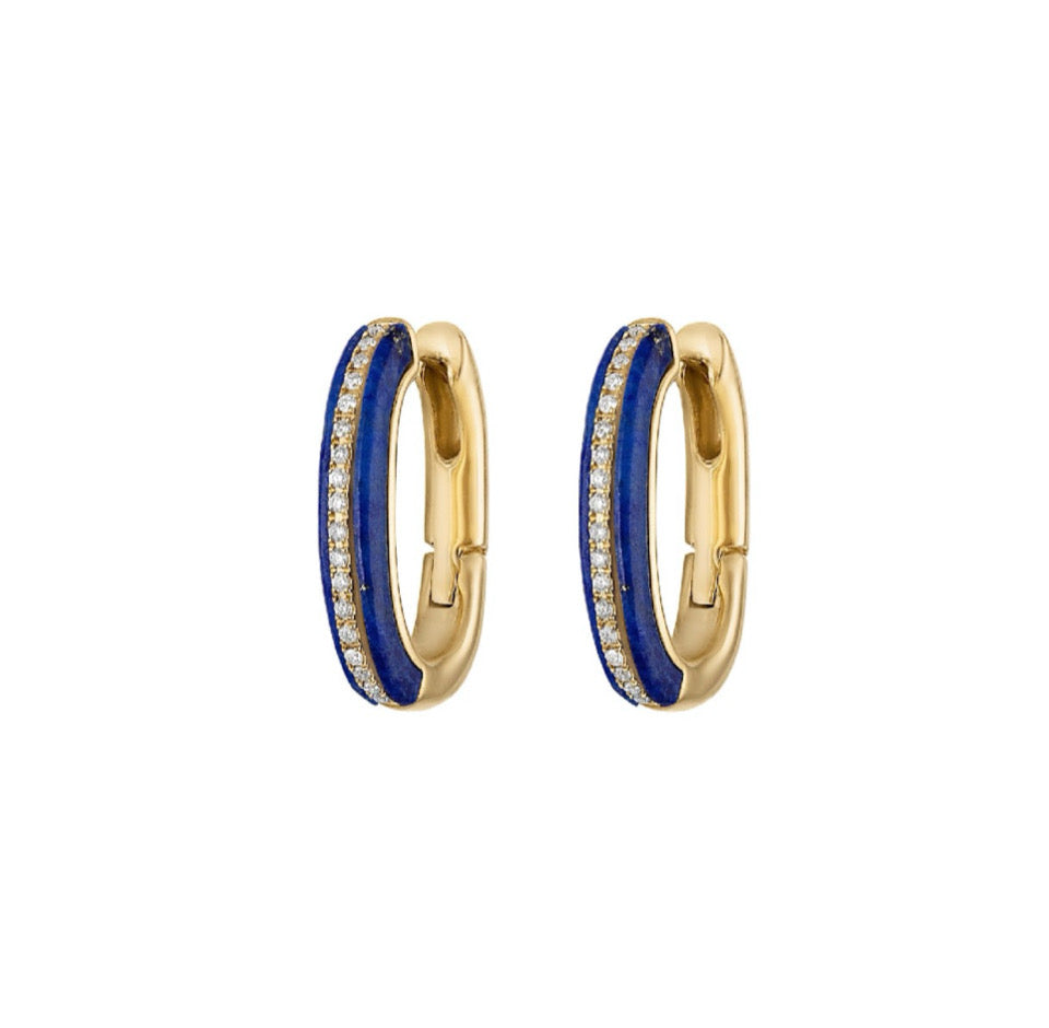 Stoned Elongated Huggie - Earrings - Eden Presley