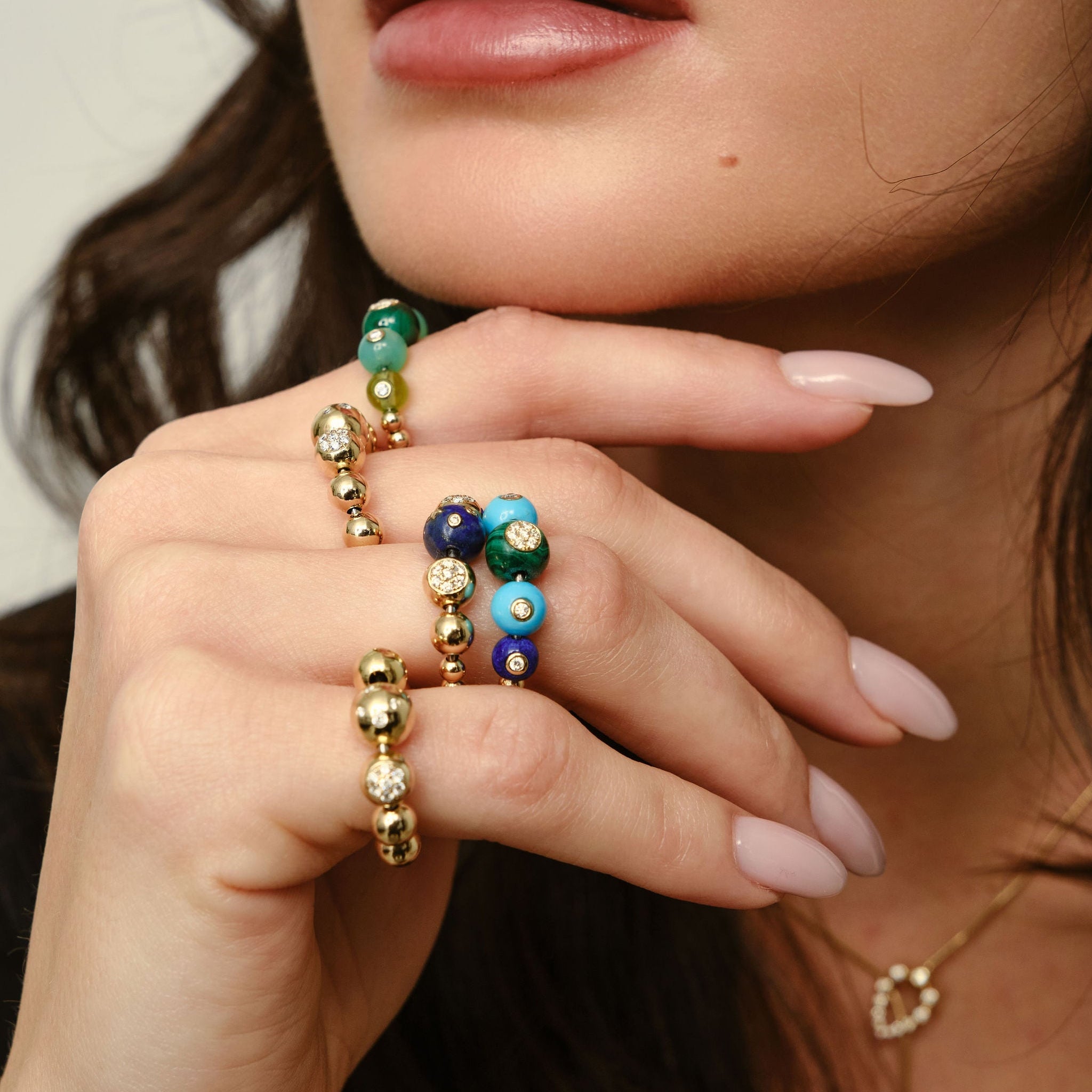 Beaded Bubbles Stack Ring
