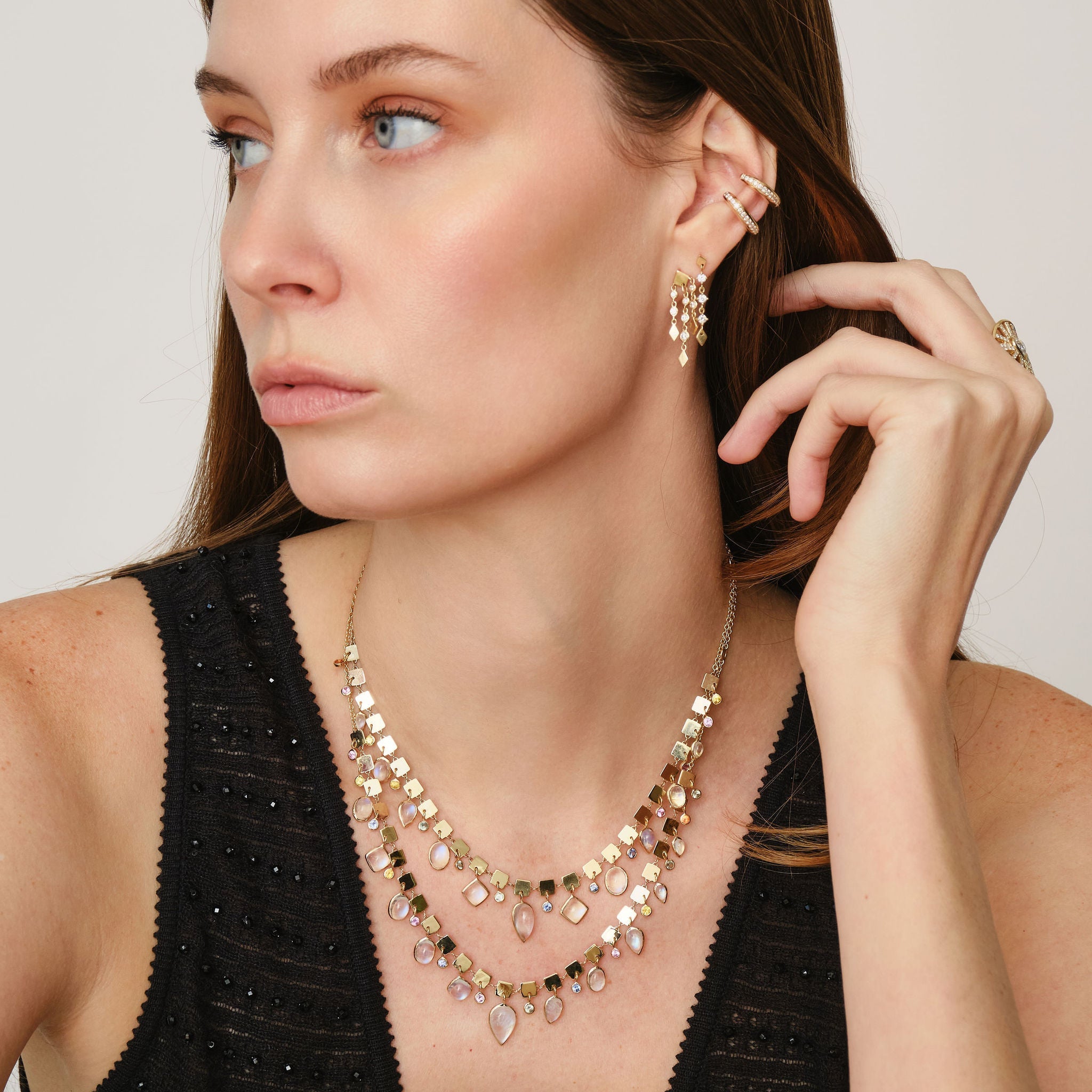 Moonstone Sapphire Rock Candy Shine Necklace