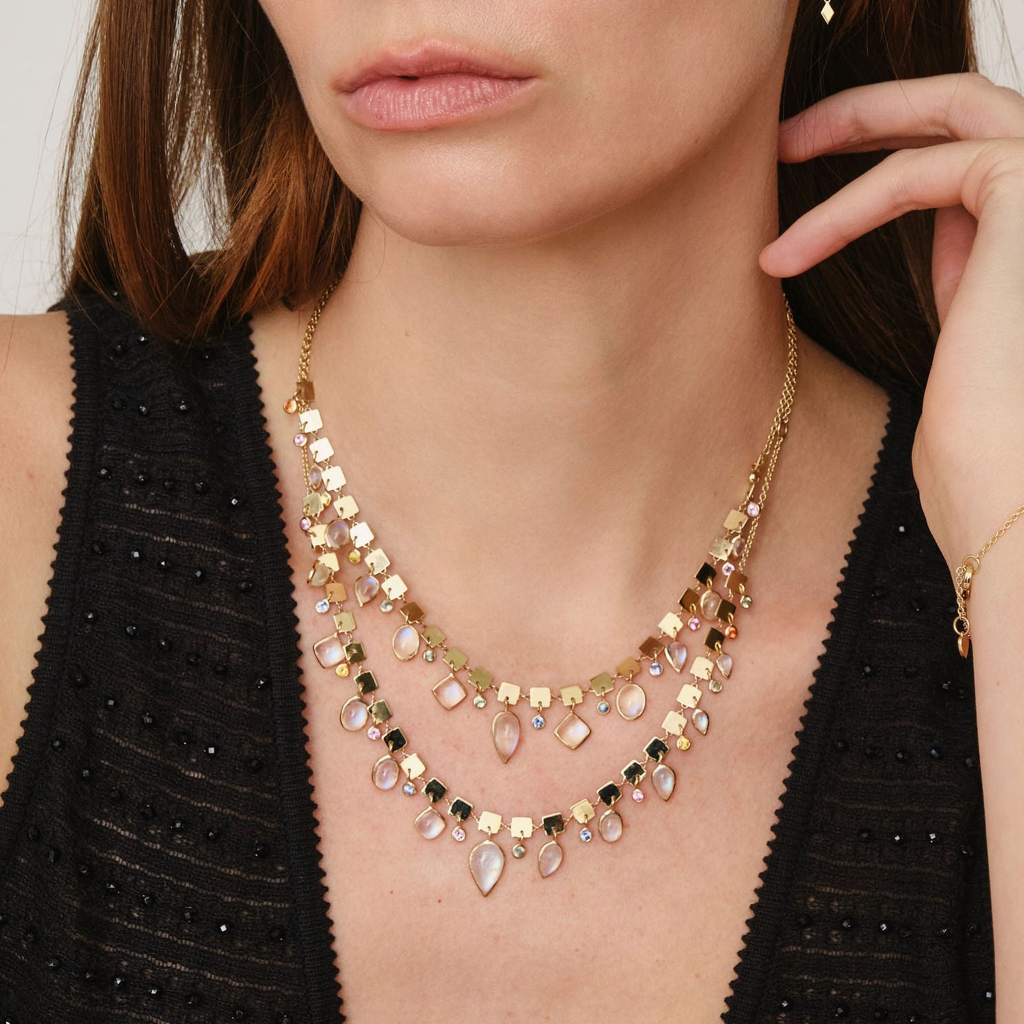 Moonstone Sapphire Rock Candy Shine Necklace