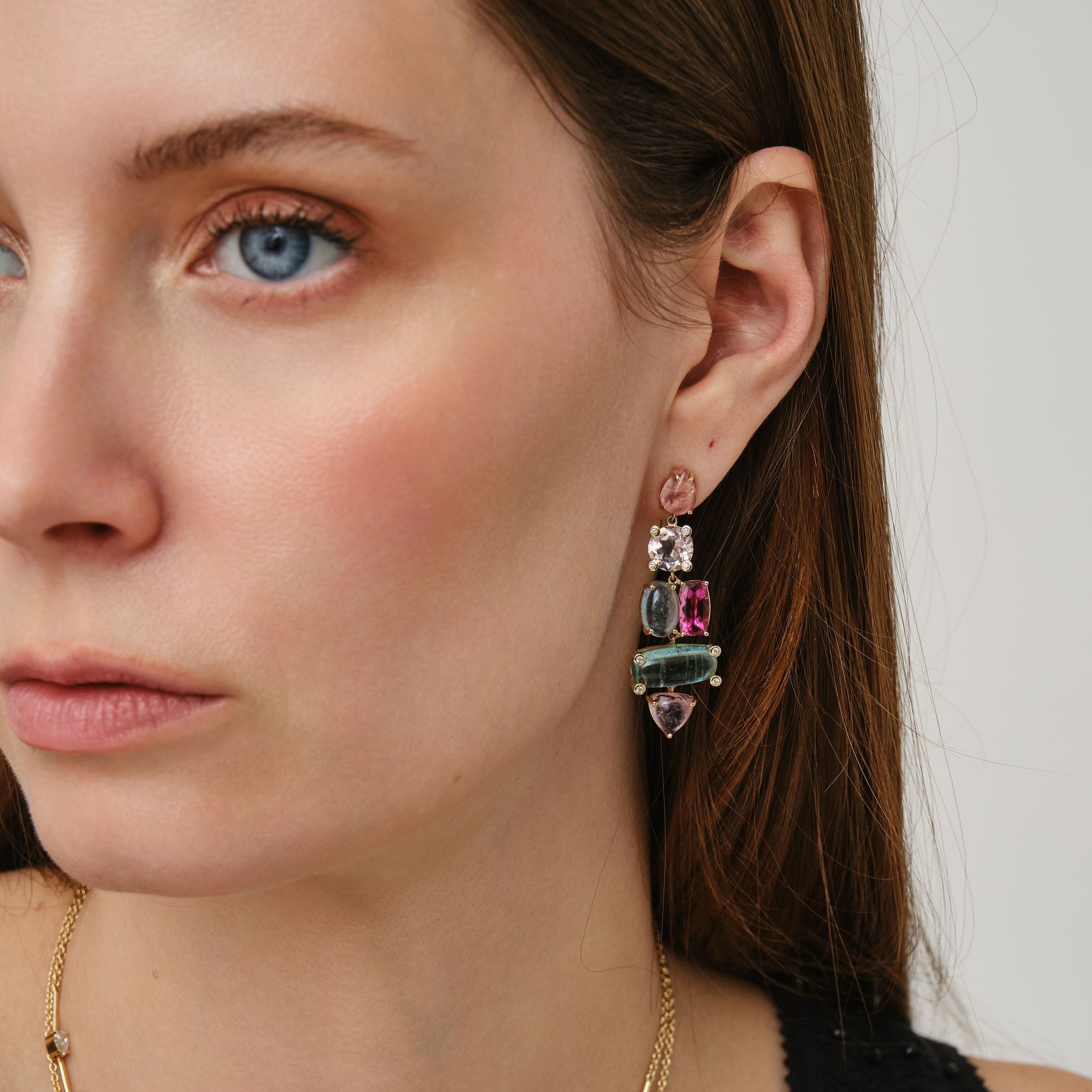 Cab Candy Tourmaline Puzzle Earrings 3