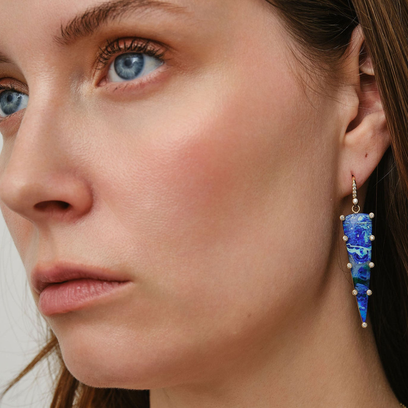 Dagger Earrings: Malachite Azurite and Diamond - Image 2 | Earrings | Eden Presley