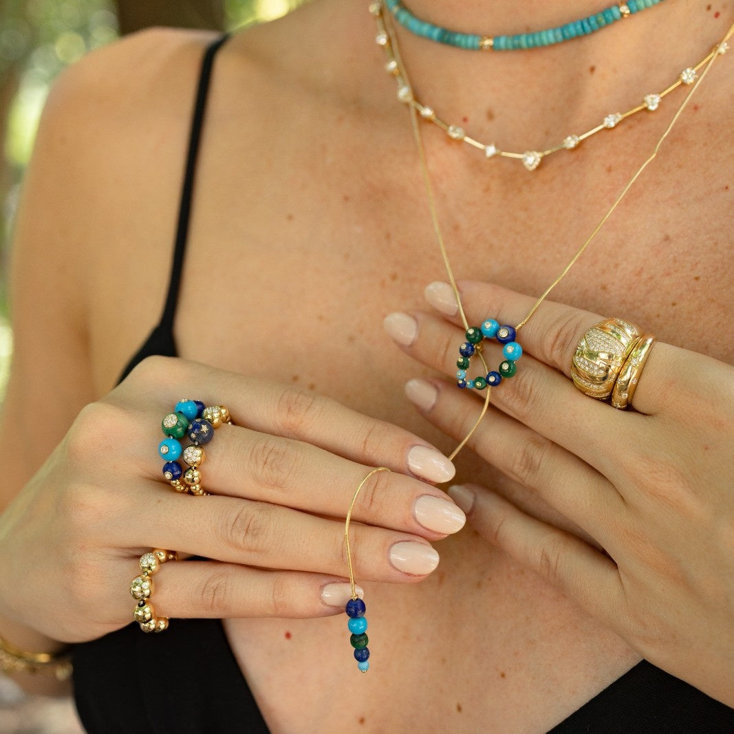 Stone Bubbles Lariat Necklace