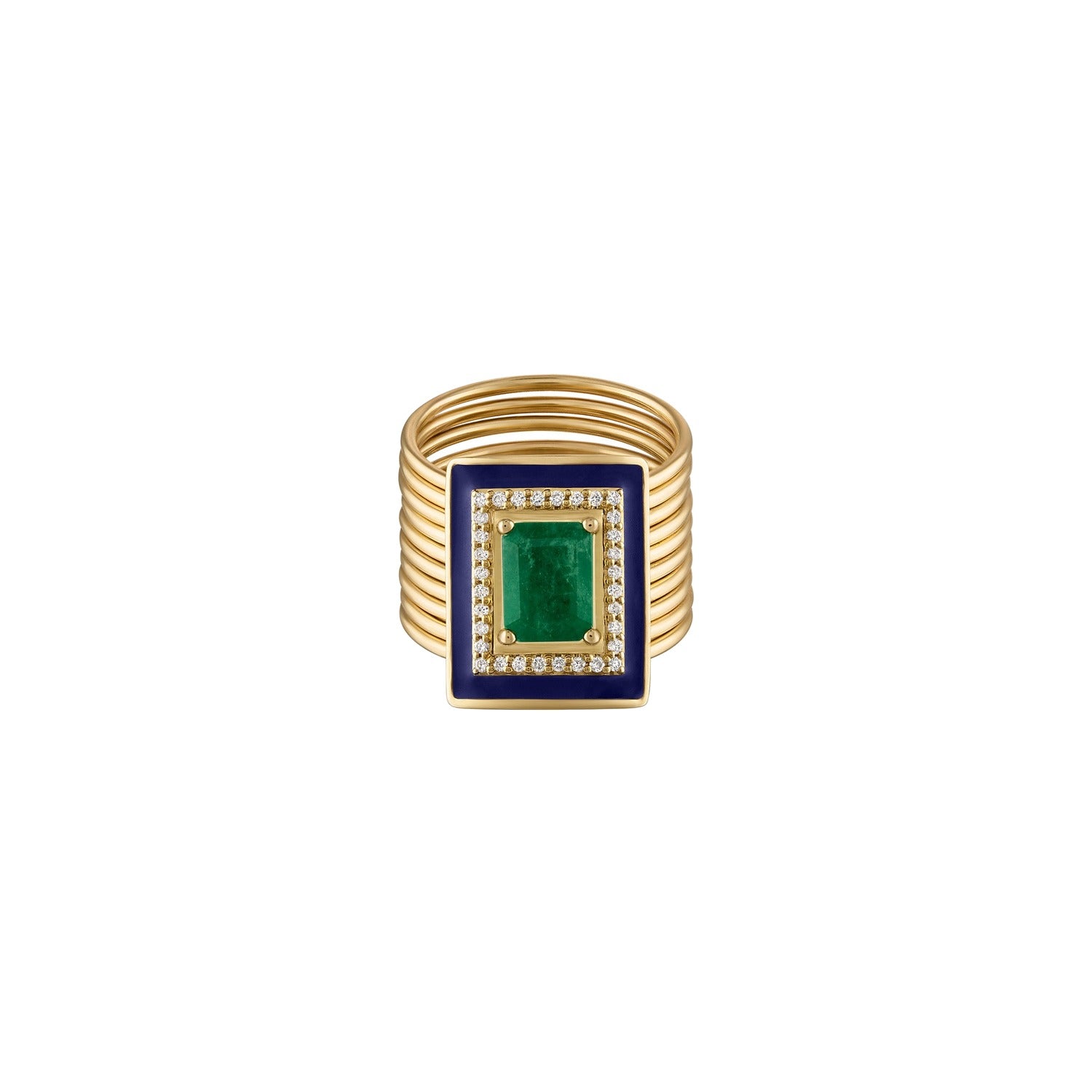 Emerald Diamond Harem Ring