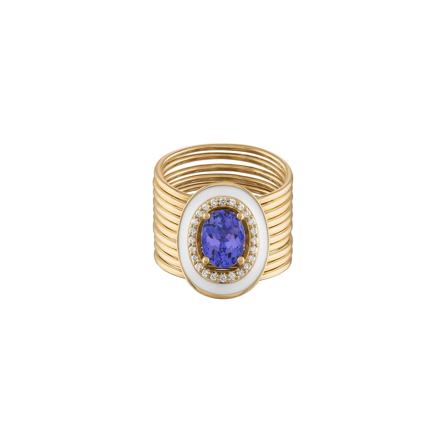 Oval Tanzanite Diamond Harem Ring
