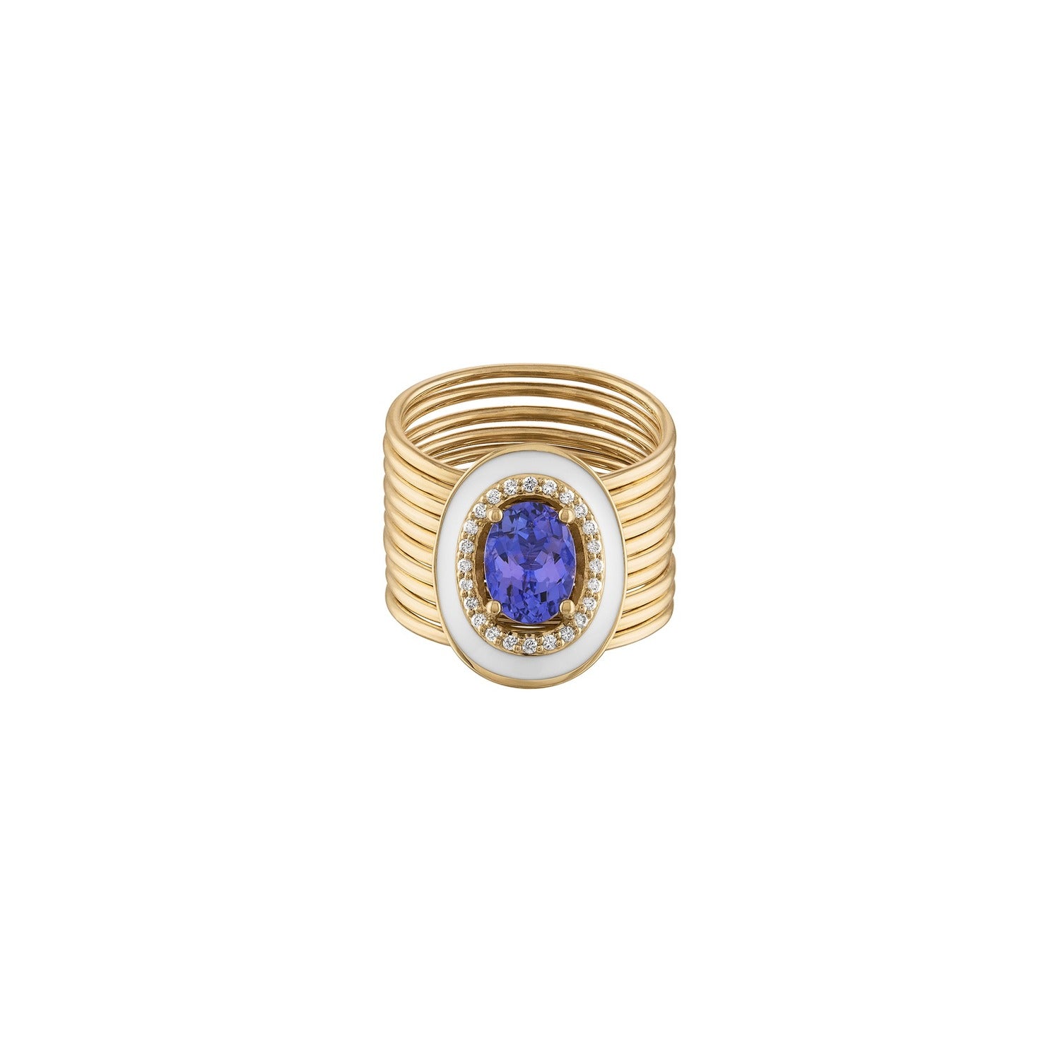 Oval Tanzanite Diamond Harem Ring