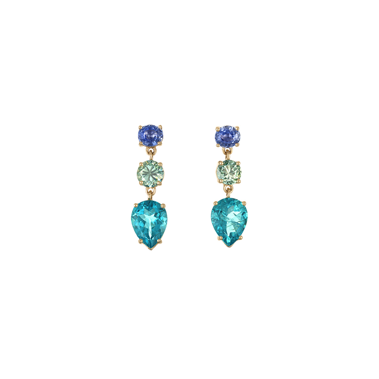 Blue Green Sapphire and Zircon Drops