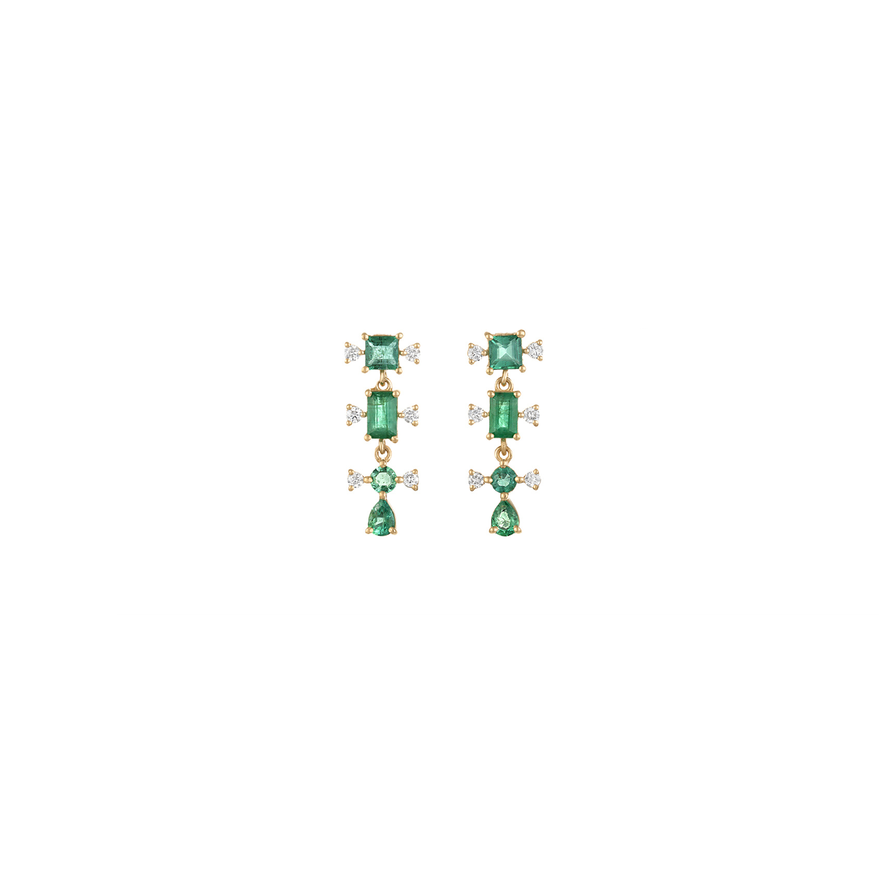 Mini Emerald Diamond Strand Earrings