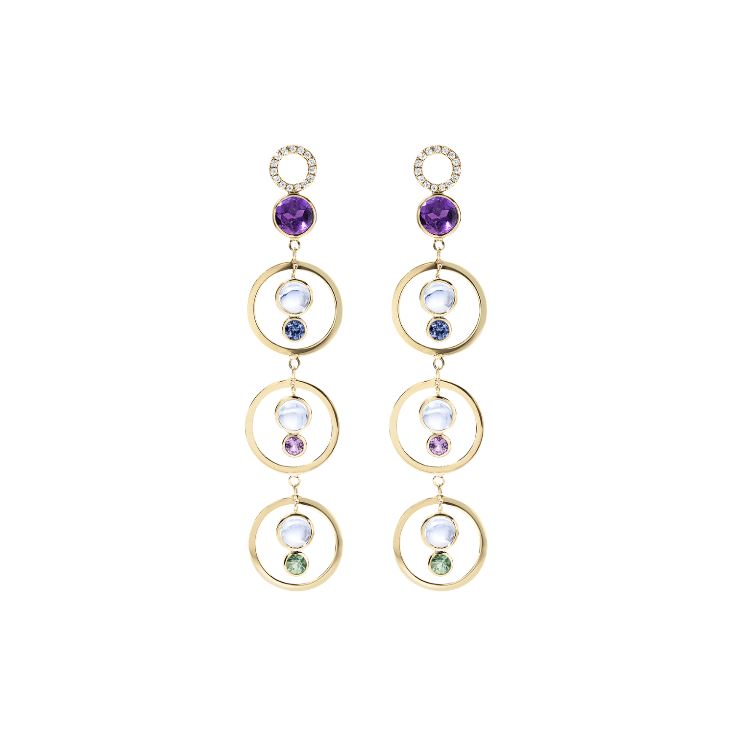 Moonstone Sapphire Venn Earrings