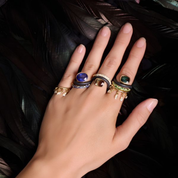 In the Black Stone Wave Ring