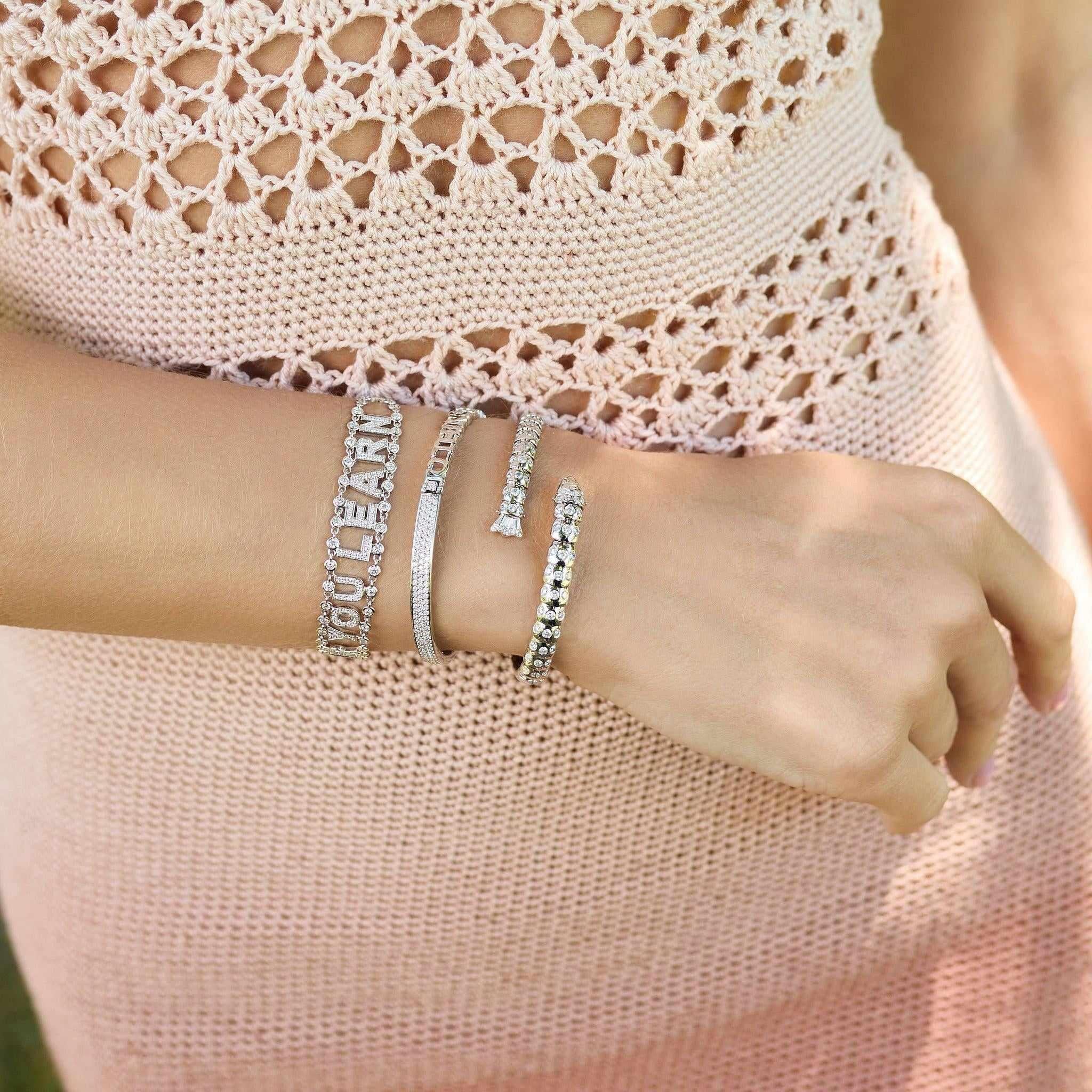 All Diamond Mantra Bracelet-Bracelet, Bracelets-Eden Presley Fine Jewelry
