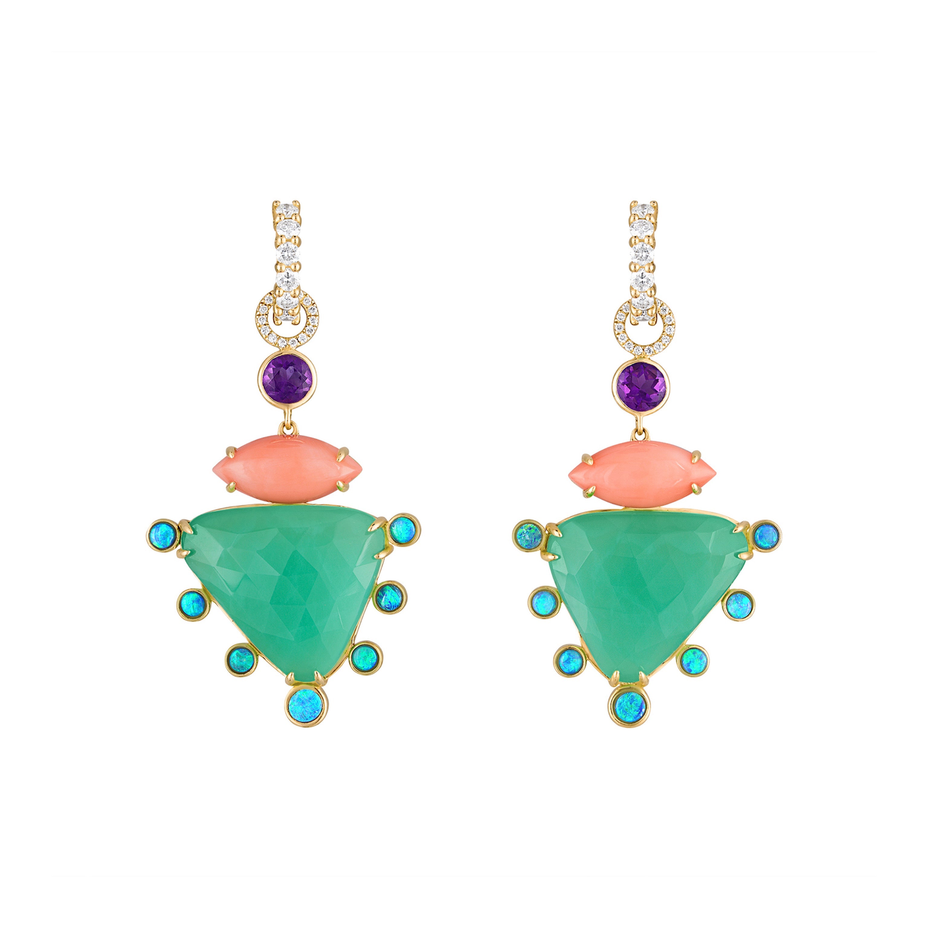 Chrysoprase, Amethyst, Opal, Diamond Earrings-Eden Presley Fine Jewelry