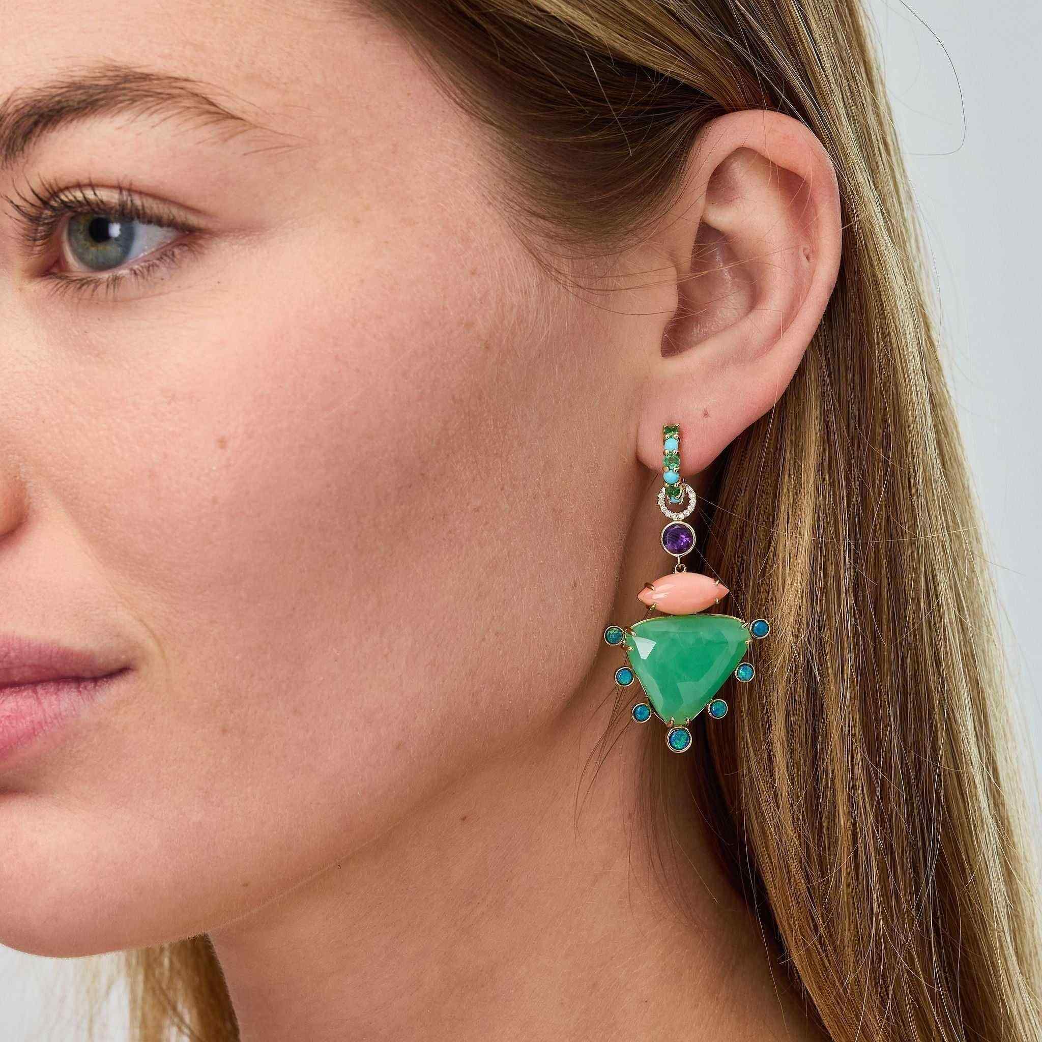 Chrysoprase, Amethyst, Opal, Diamond Earrings-Eden Presley Fine Jewelry