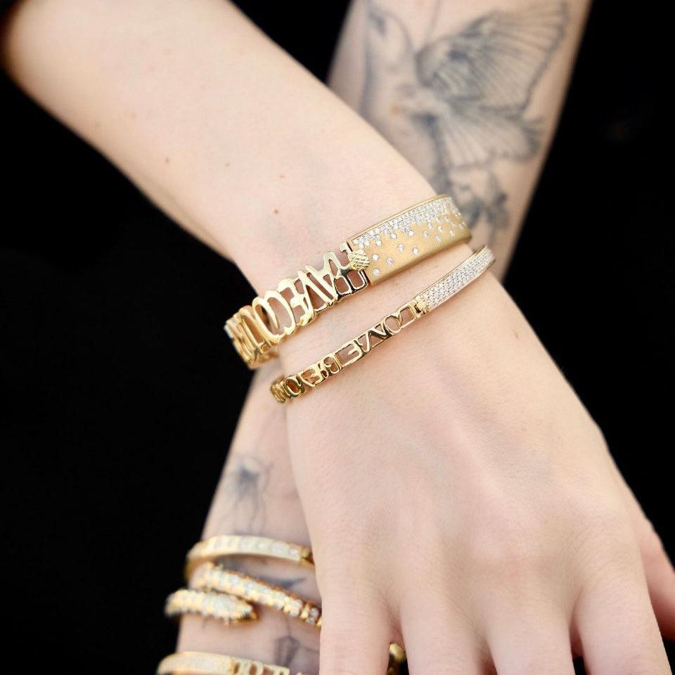 Diamond Half & Half Bangle-Handmade