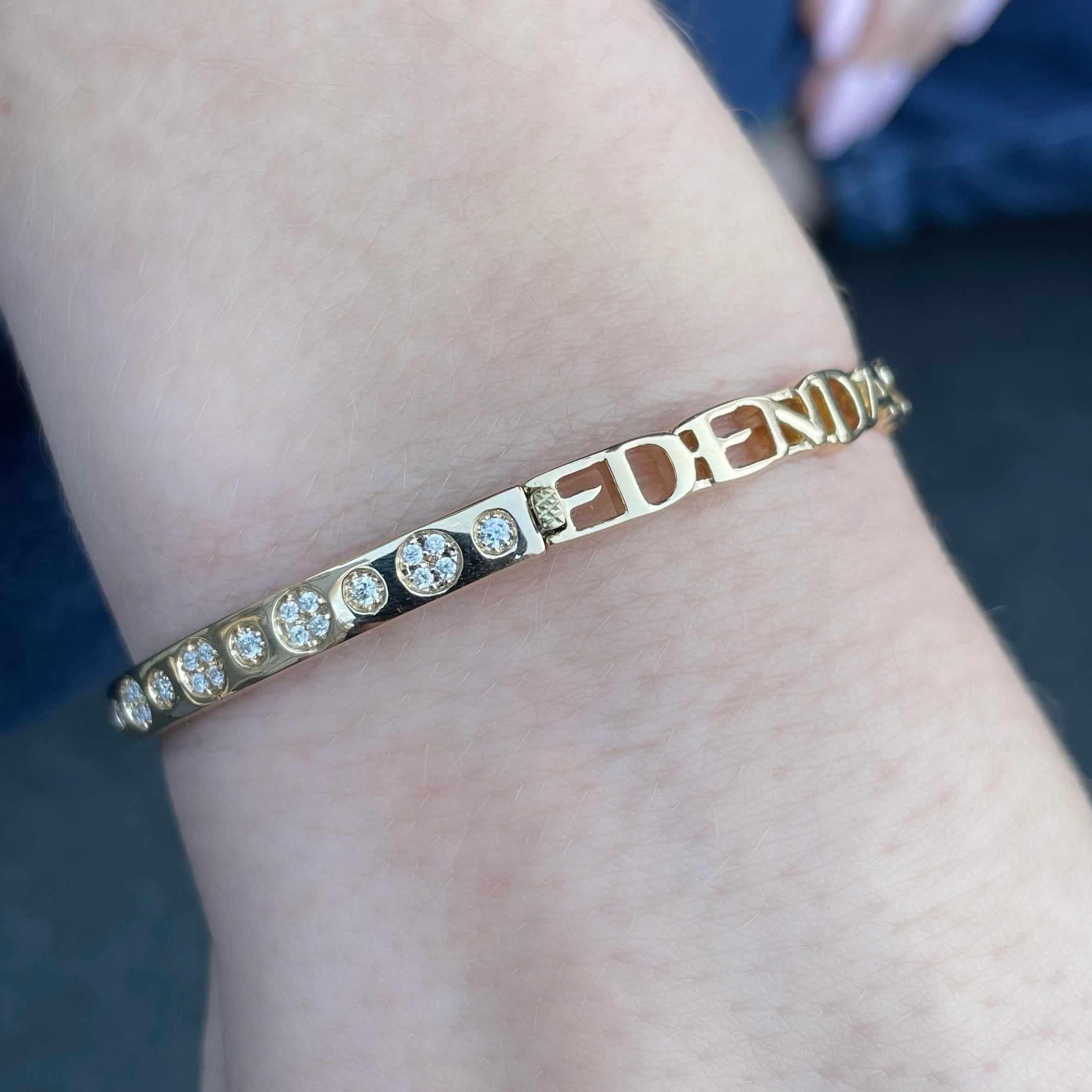 Diamond Half & Half Bangle-Gold Bracelets