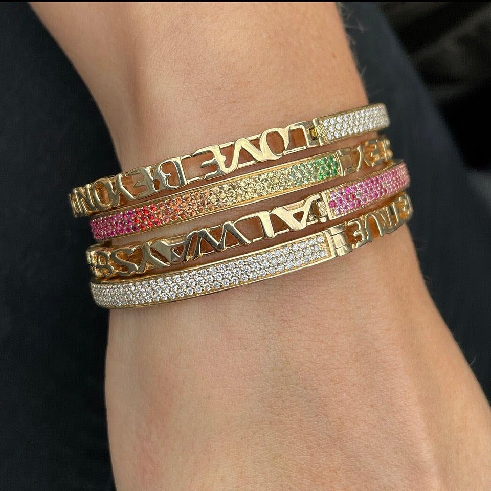 Diamond Half & Half Bangle-Bracelets-Eden Presley