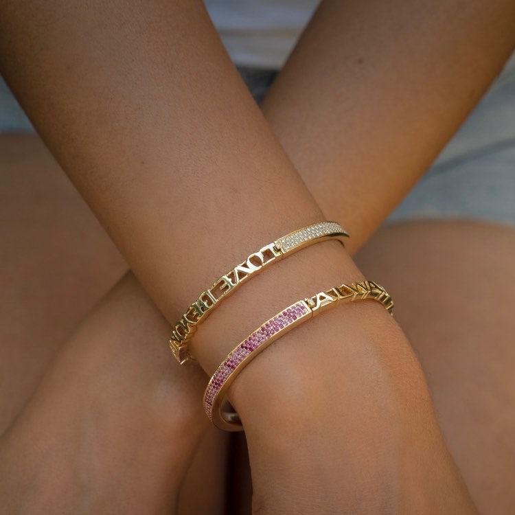 Diamond Half & Half Bangle-Look