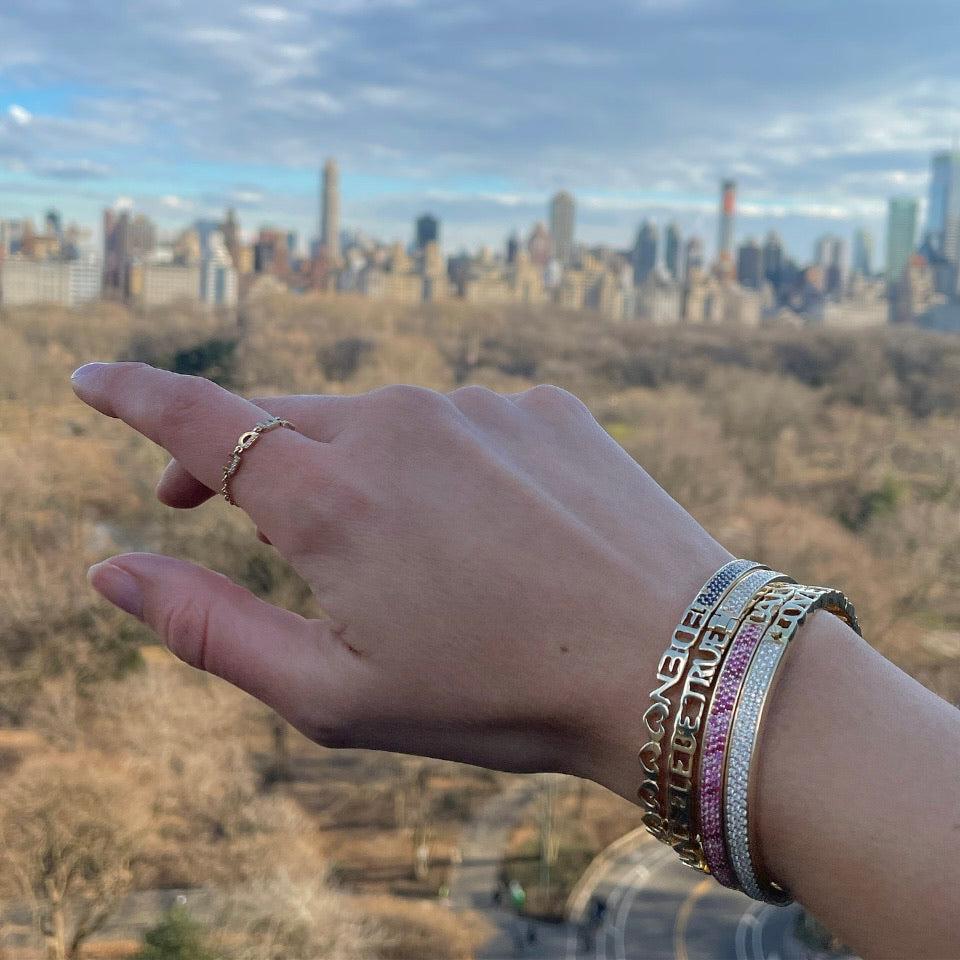 Diamond Half & Half Bangle-Gold