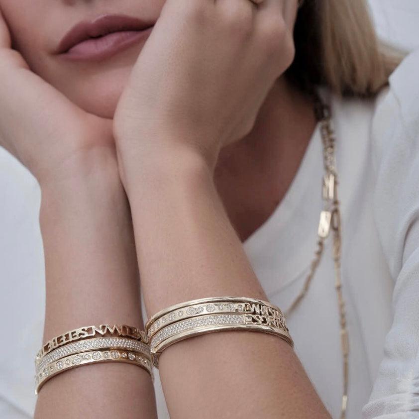 Diamond Half & Half Bangle-Model