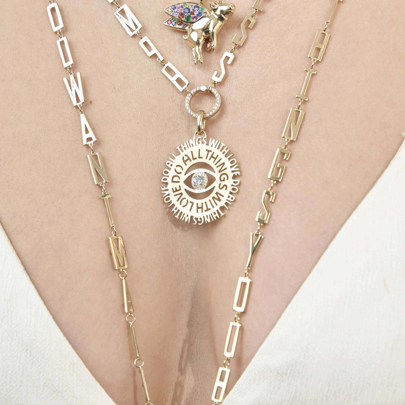 Love Pendant-Charms & Pendants-Eden Presley Fine Jewelry with letters  necklace
