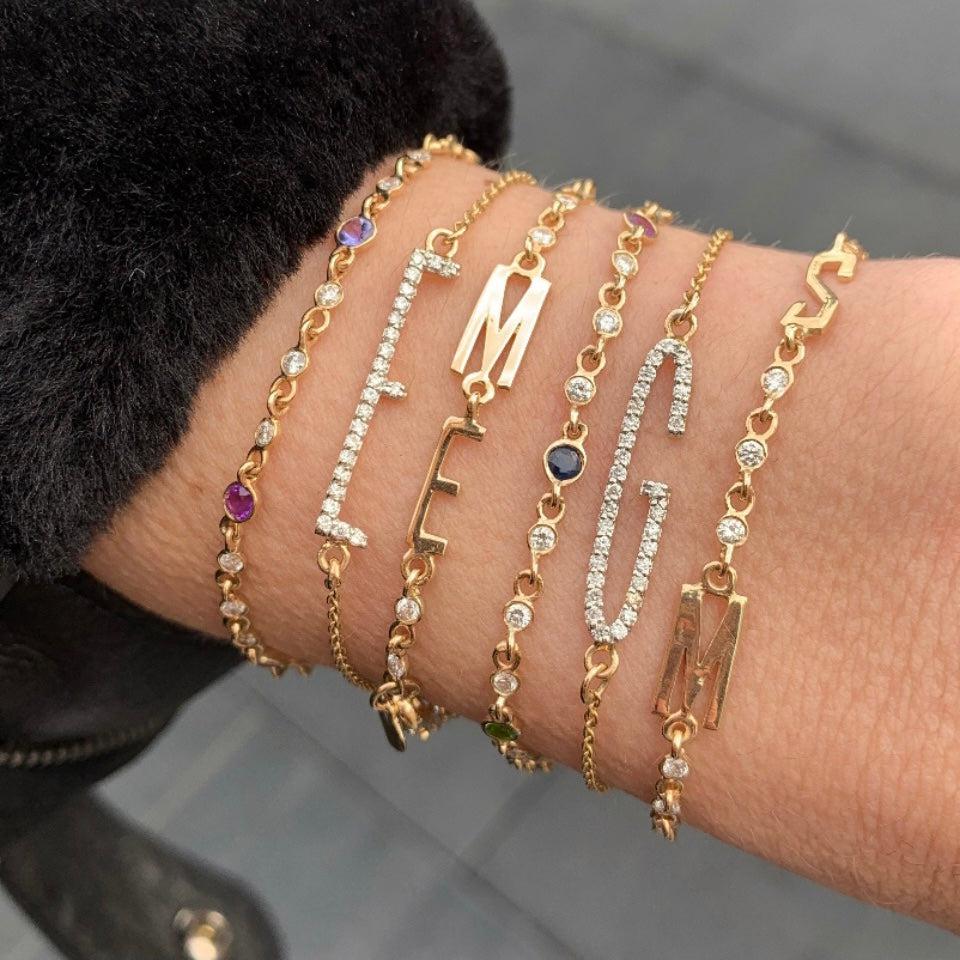 Elongated Initial Bracelets-Bracelet, Bracelets-Eden Presley Fine Jewelry