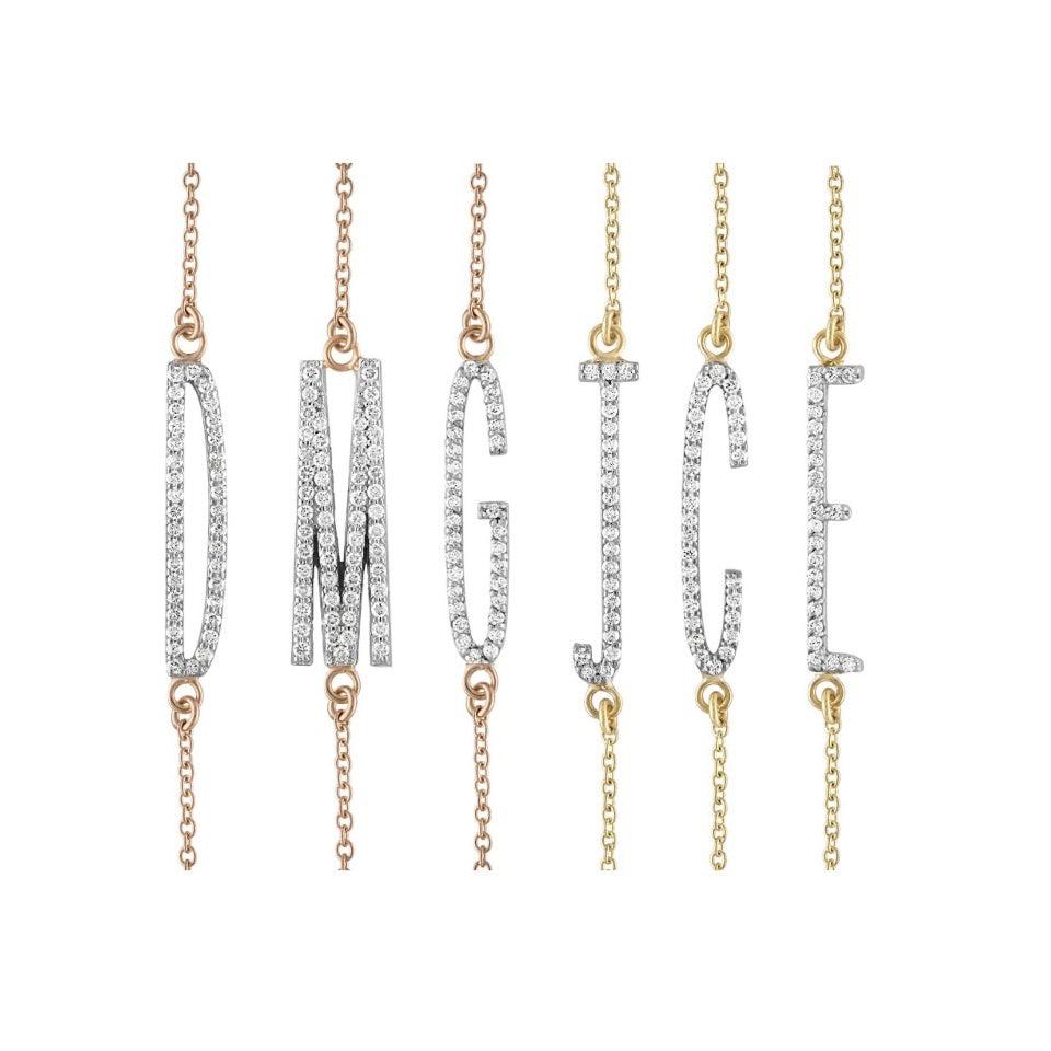 Elongated Initial Bracelets-Bracelet, Bracelets-Eden Presley Fine Jewelry