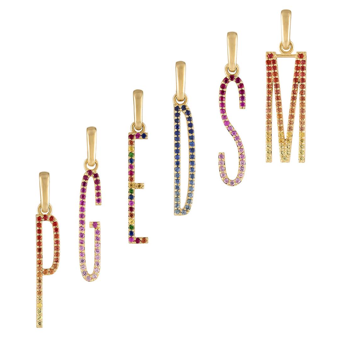 Elongated Ombre Initial Pendants-Necklace, pendant, necklaces-Eden Presley Fine Jewelry